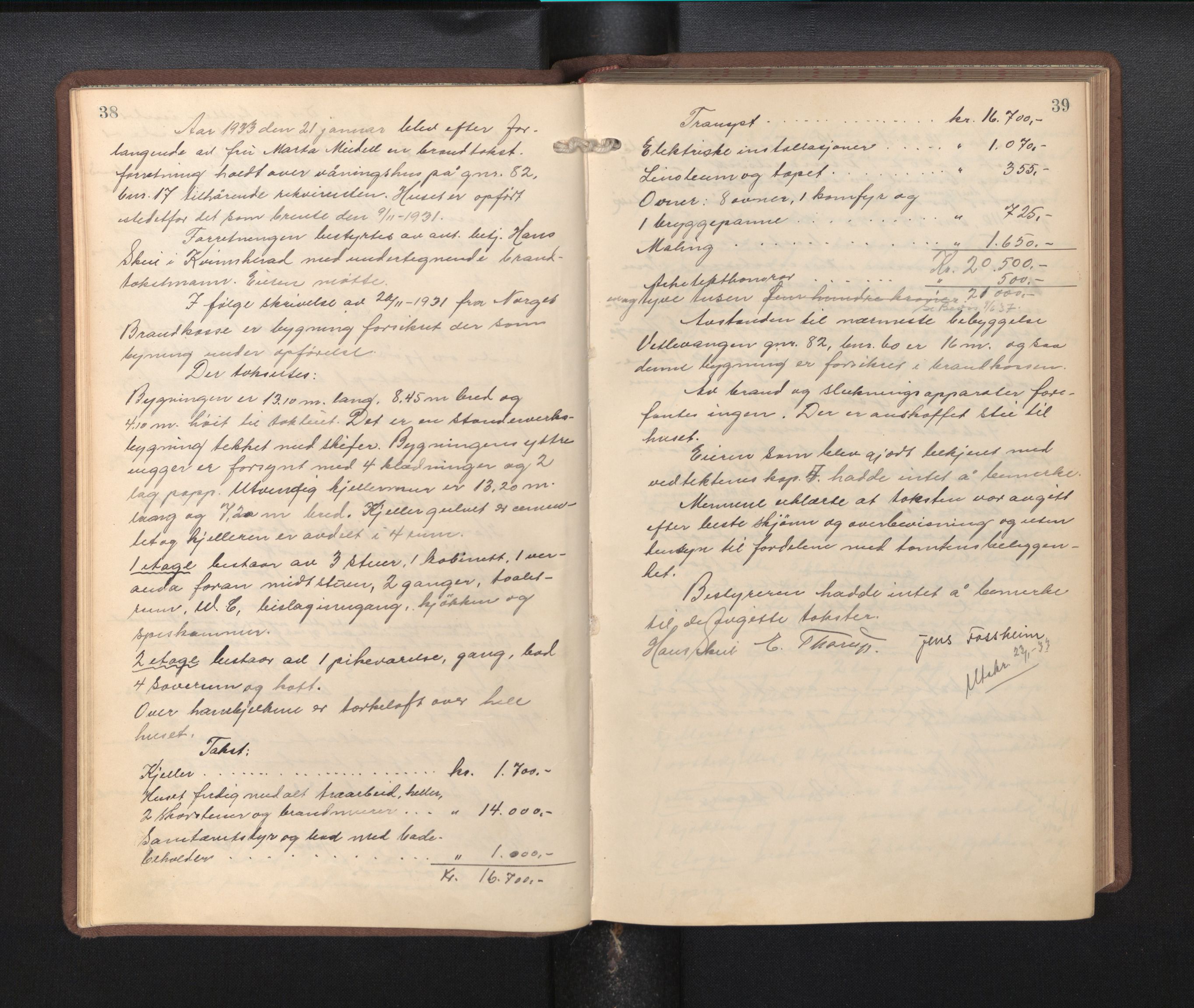 Lensmannen i Kvinnherad, AV/SAB-A-33301/1/0012/L0002: Branntakstprotokoll, 1927-1955, p. 38-39