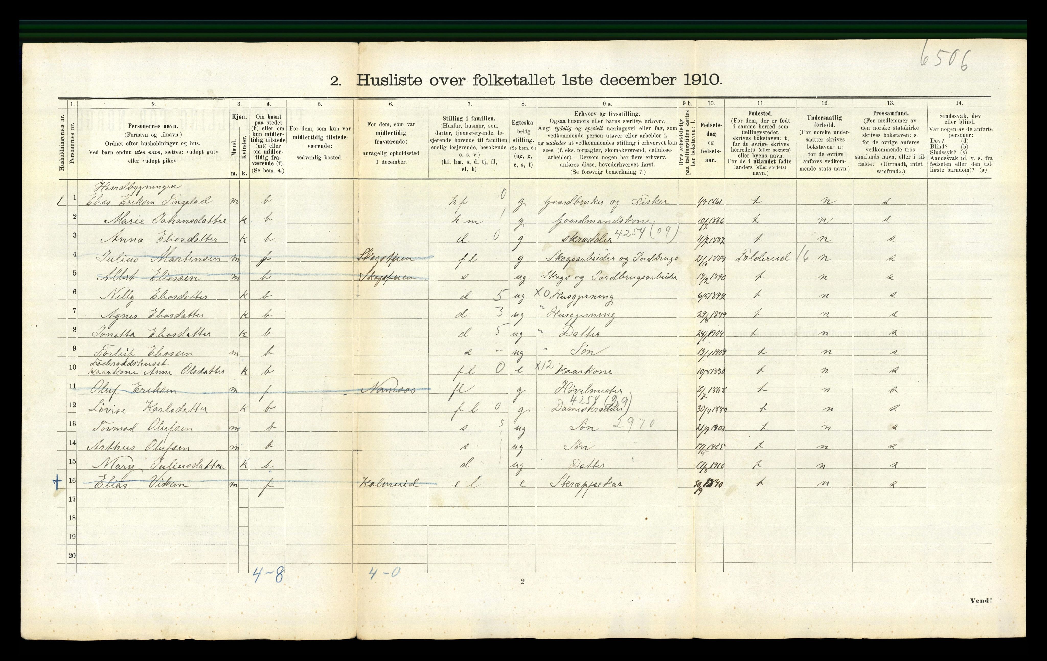 RA, 1910 census for Fosnes, 1910, p. 128