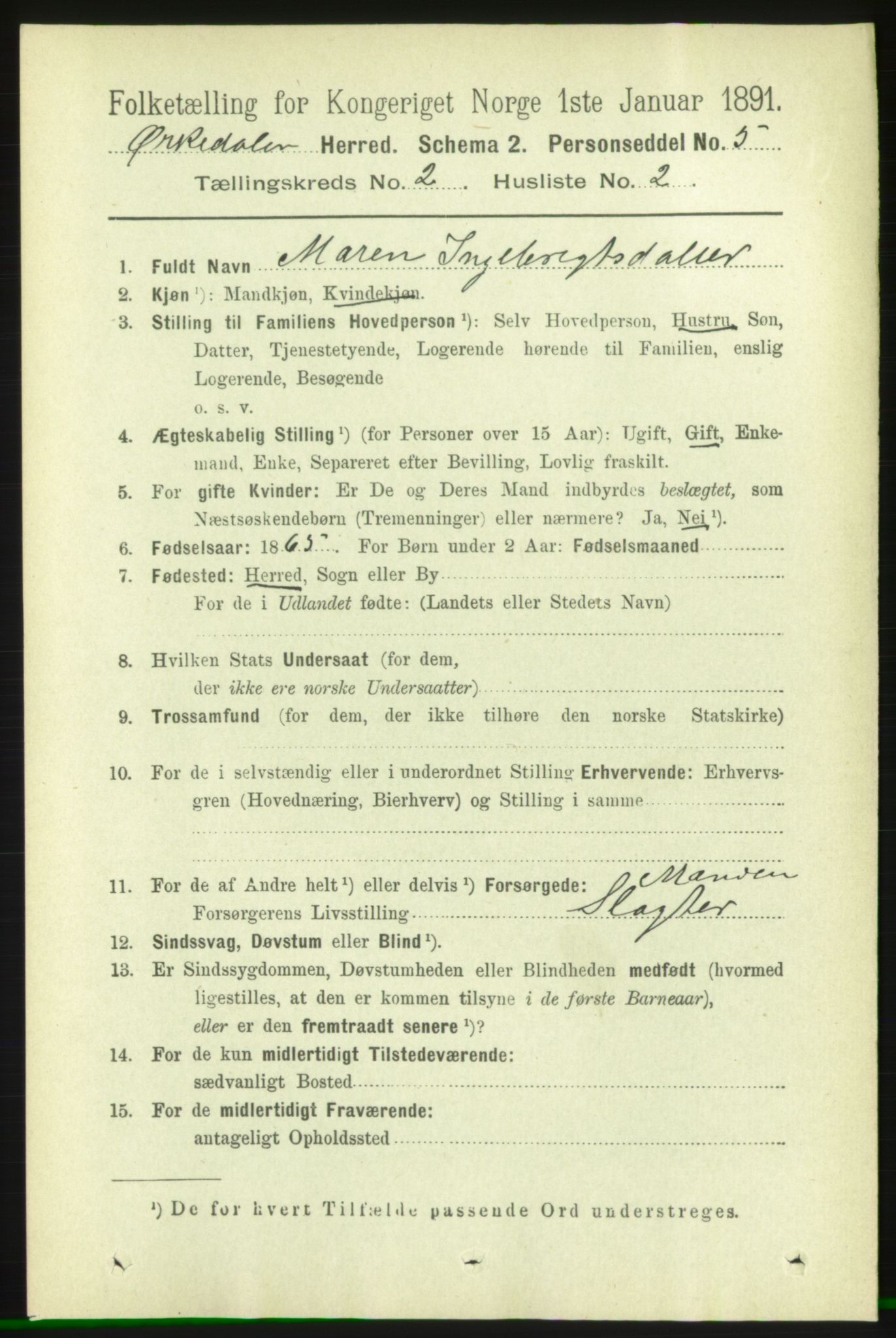 RA, 1891 census for 1638 Orkdal, 1891, p. 963