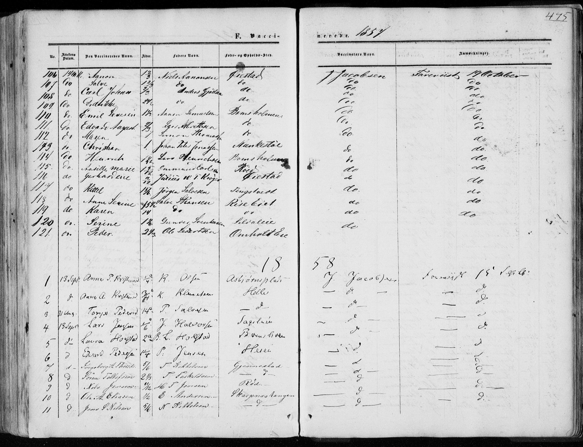 Øyestad sokneprestkontor, SAK/1111-0049/F/Fa/L0015: Parish register (official) no. A 15, 1857-1873, p. 445