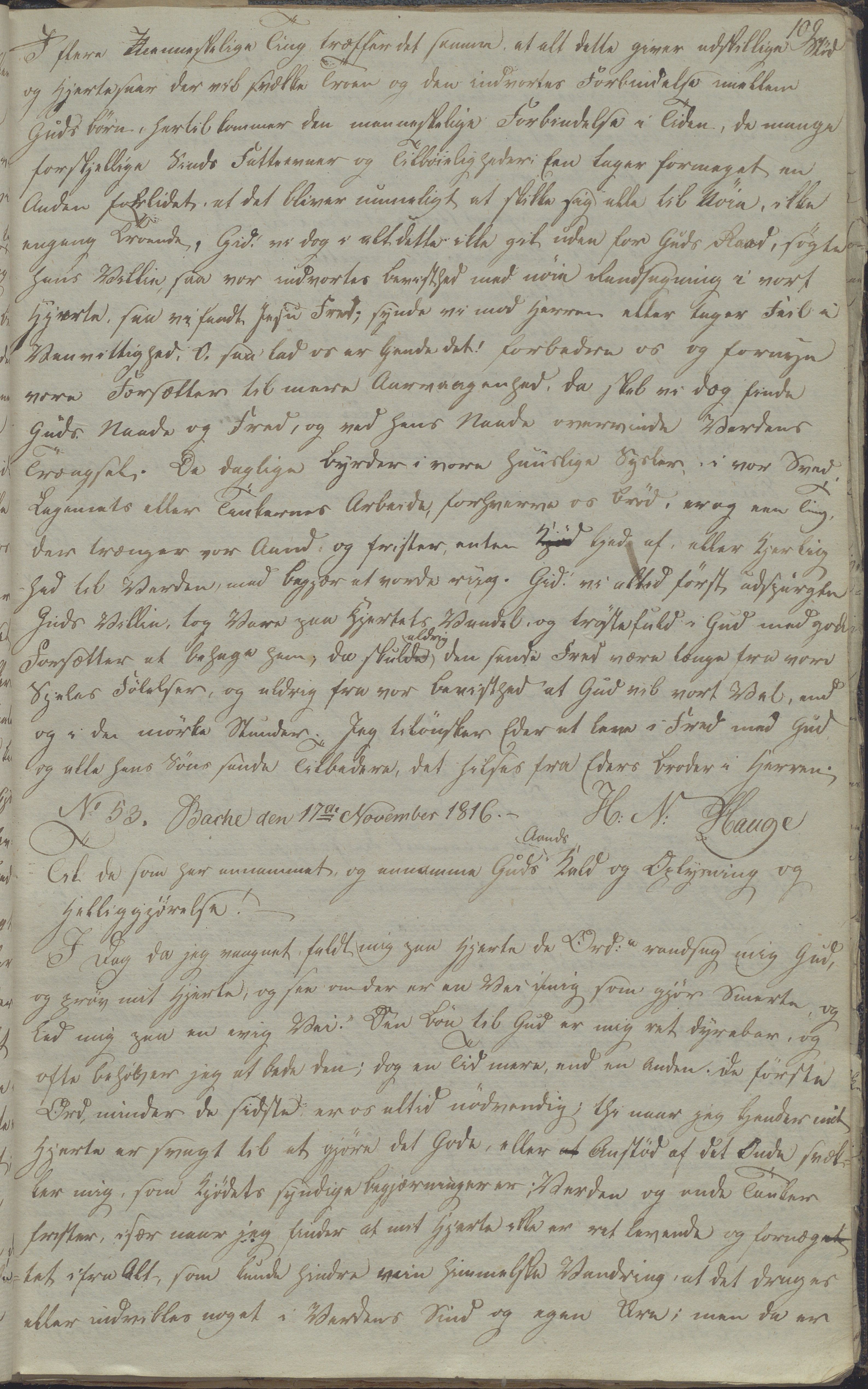 Heggtveitsamlingen, TMF/A-1007/H/L0052/0001: Innbundne brev Ms. S, med innlagt registratur / Innbundne brev Ms S. , 1801-1823, p. 109