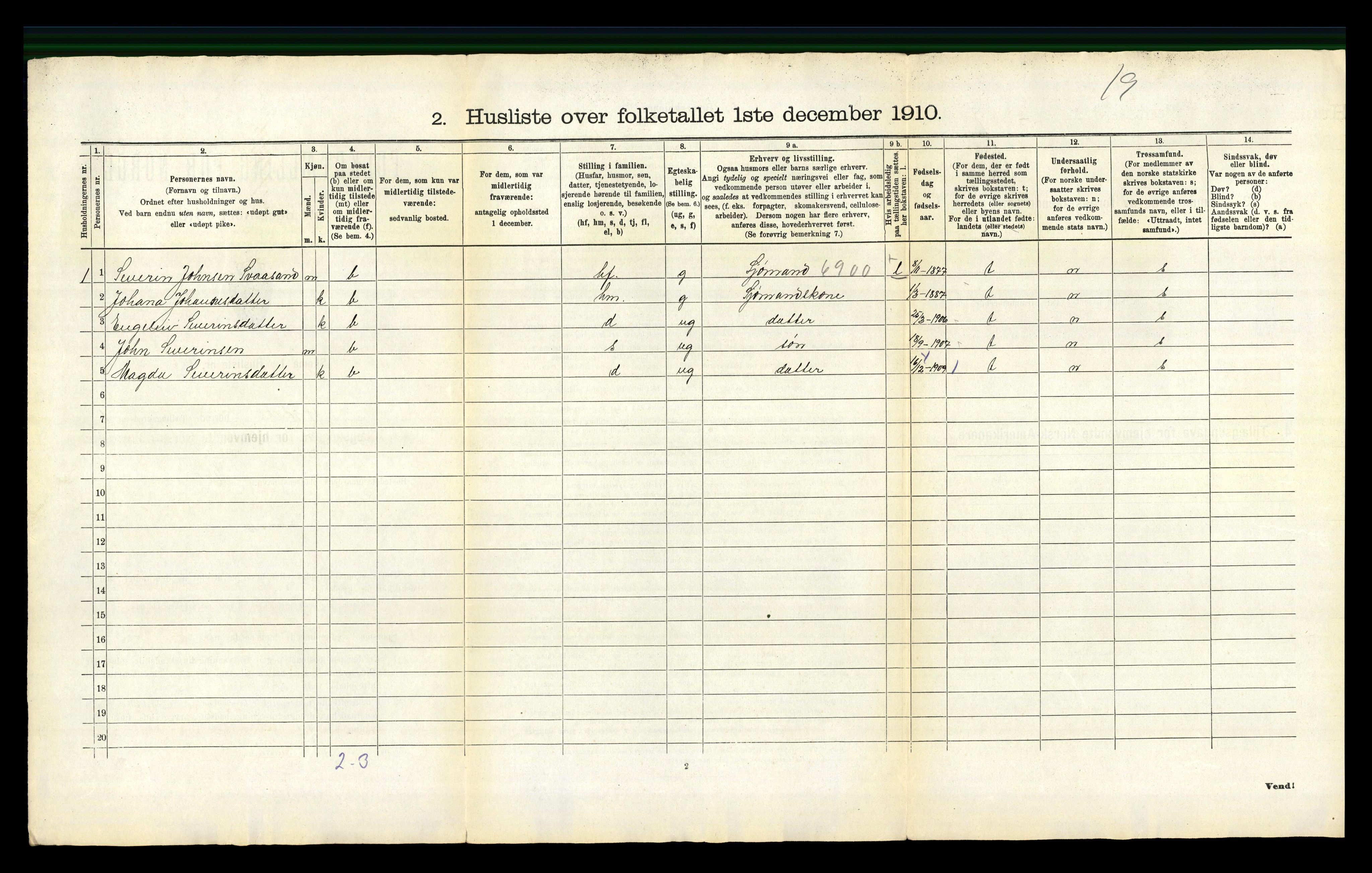 RA, 1910 census for Jondal, 1910, p. 39