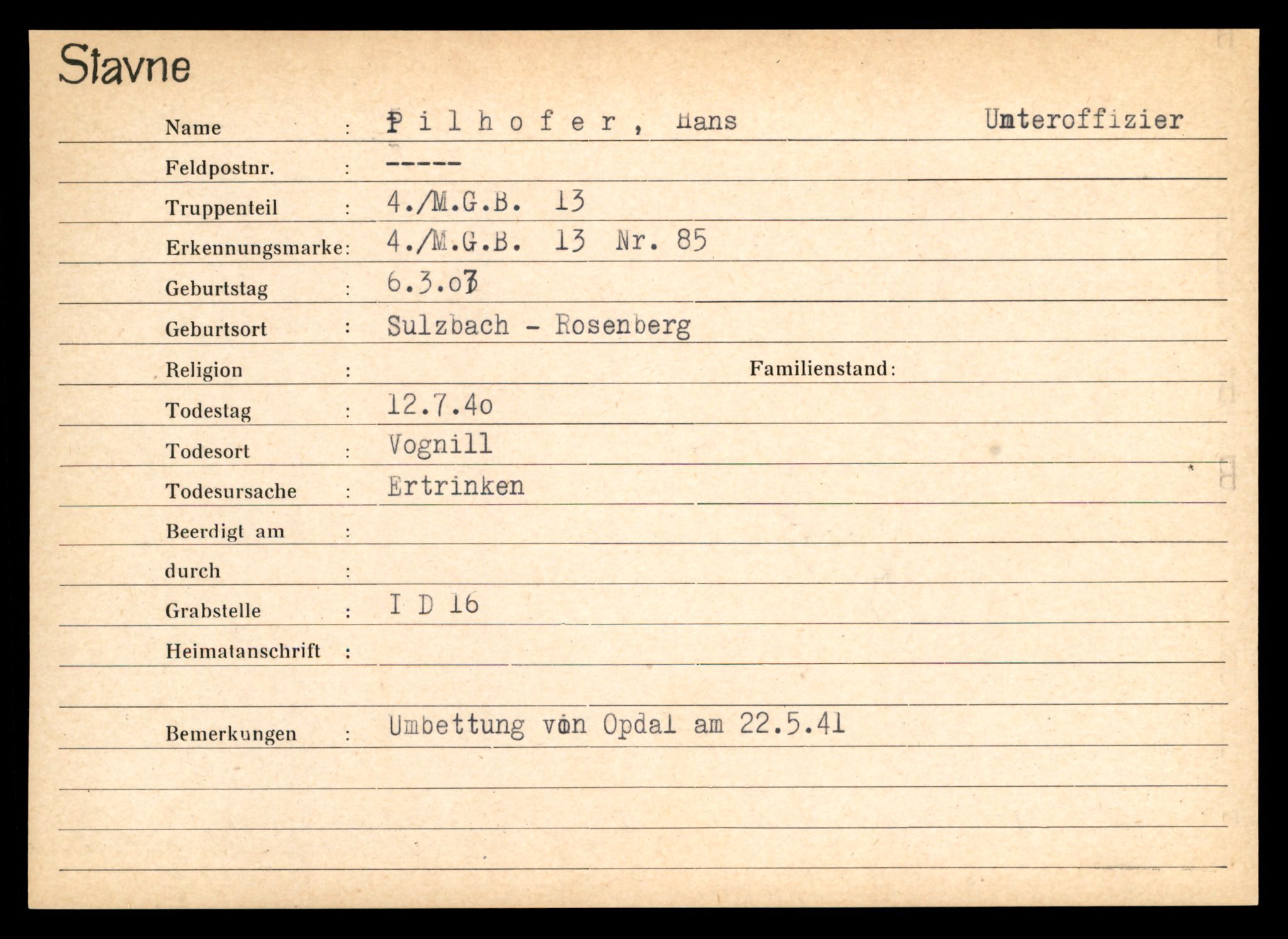 Distriktskontoret for krigsgraver, AV/SAT-A-5030/E/L0003: Kasett/kartotek over tysk Krigskirkegård Stavne, 1945, p. 1055