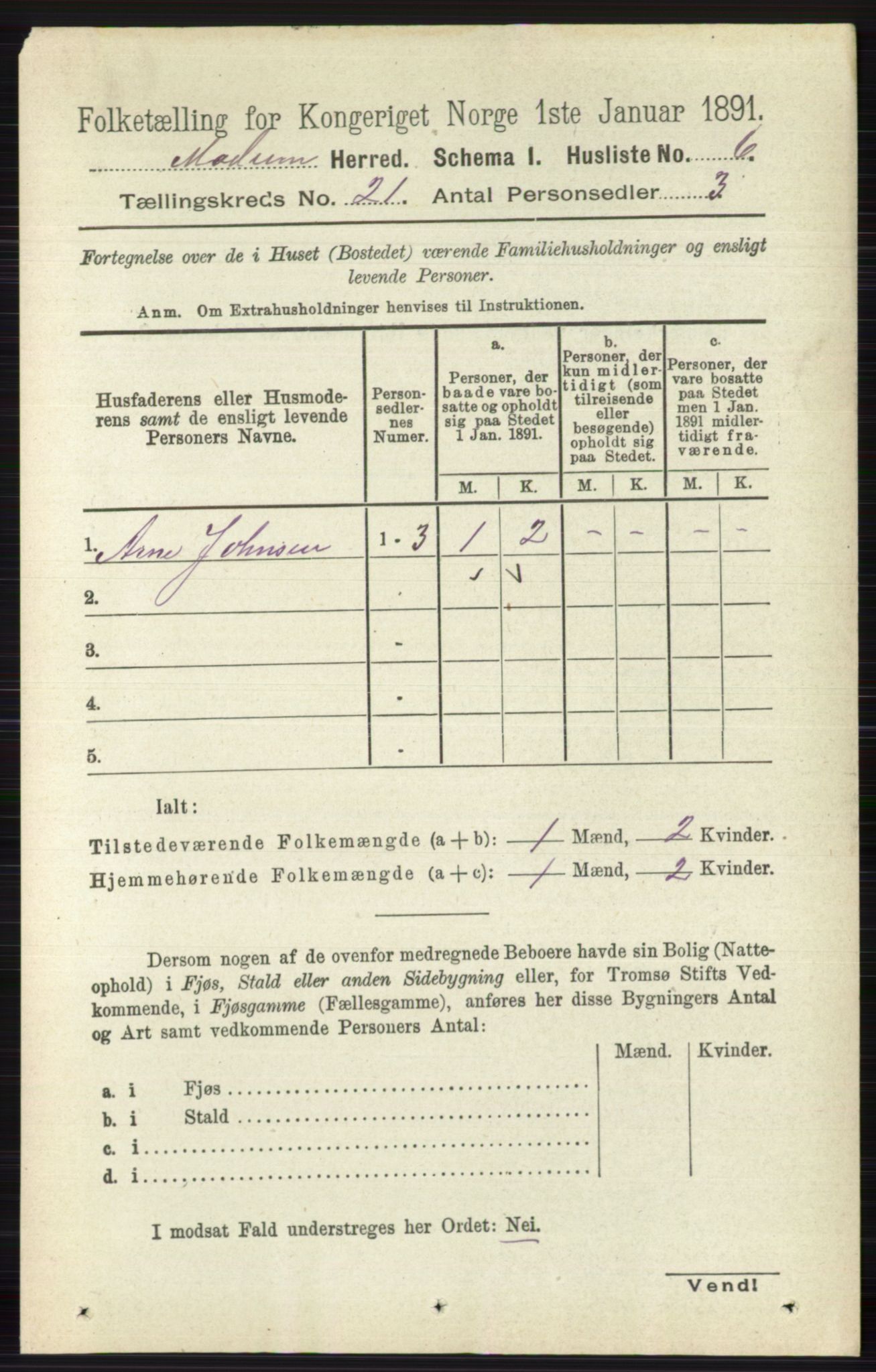 RA, 1891 census for 0623 Modum, 1891, p. 8068