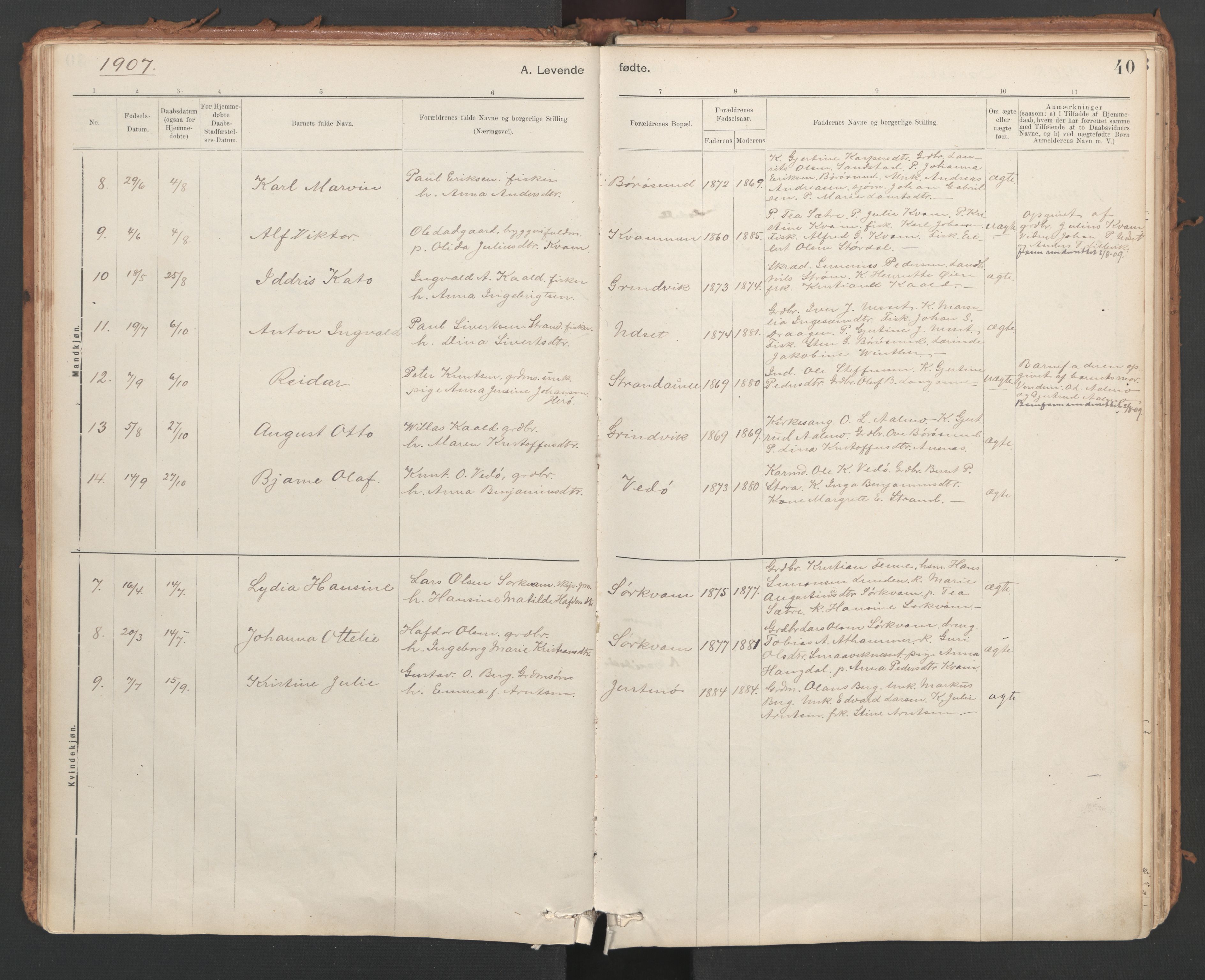 Ministerialprotokoller, klokkerbøker og fødselsregistre - Sør-Trøndelag, SAT/A-1456/639/L0572: Parish register (official) no. 639A01, 1890-1920, p. 40