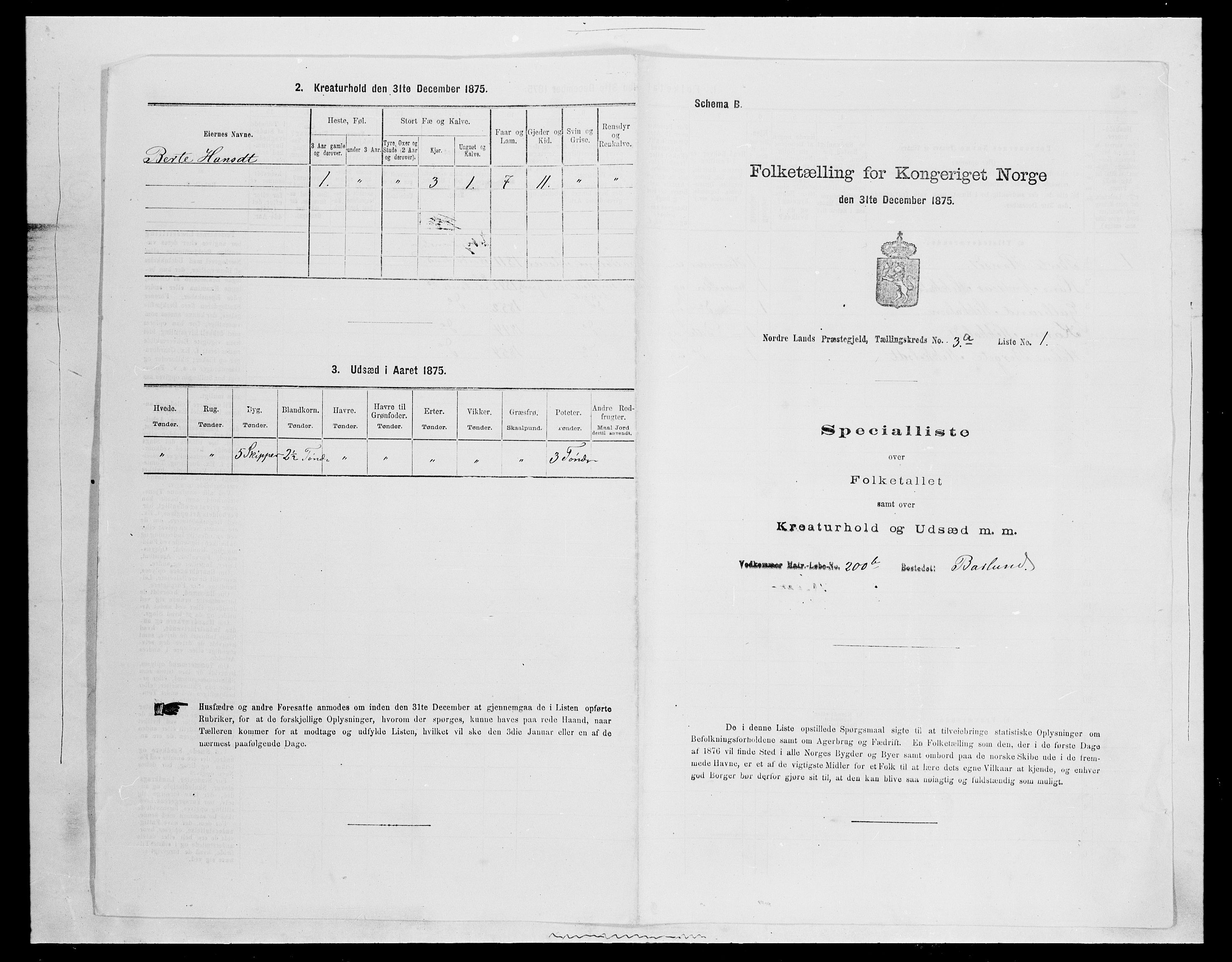 SAH, 1875 census for 0538P Nordre Land, 1875, p. 369