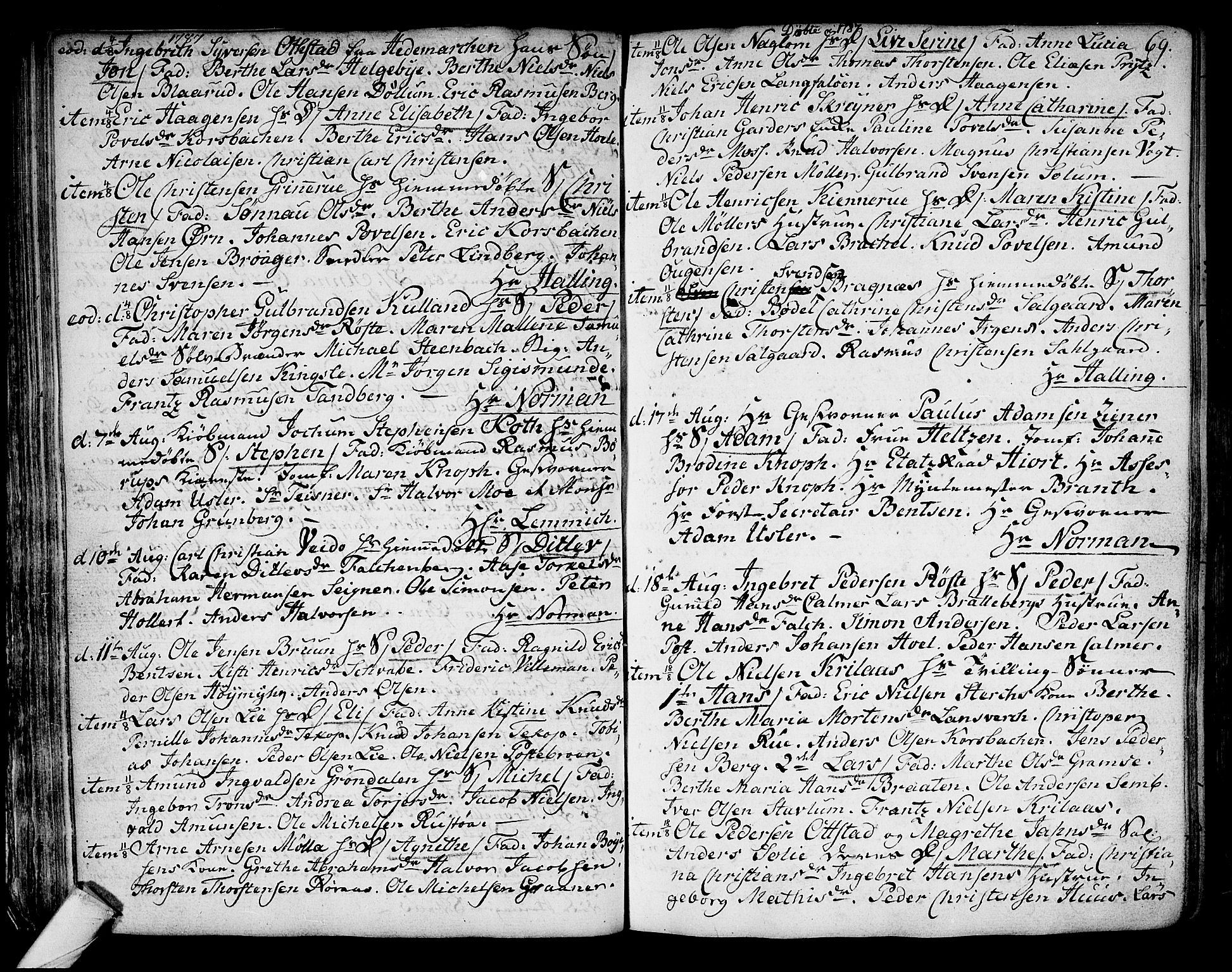 Kongsberg kirkebøker, SAKO/A-22/F/Fa/L0006: Parish register (official) no. I 6, 1783-1797, p. 69