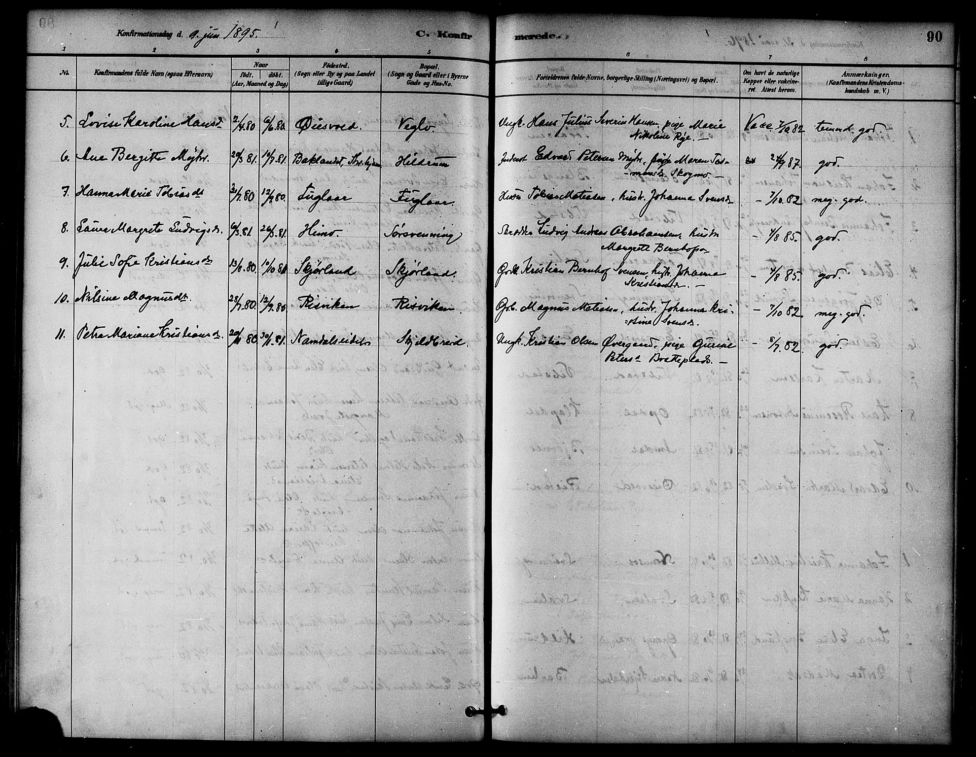 Ministerialprotokoller, klokkerbøker og fødselsregistre - Nord-Trøndelag, SAT/A-1458/764/L0555: Parish register (official) no. 764A10, 1881-1896, p. 90