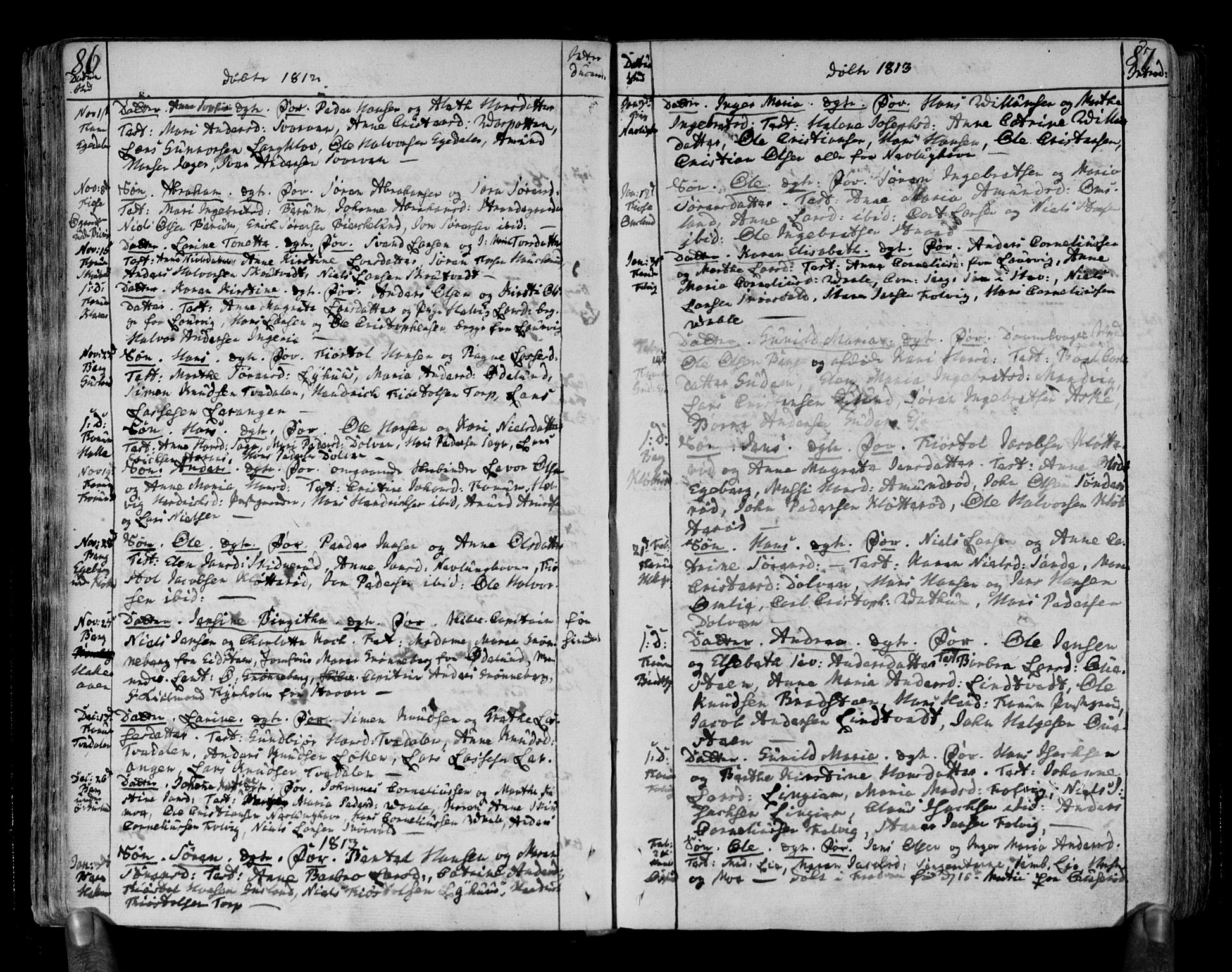 Brunlanes kirkebøker, SAKO/A-342/F/Fa/L0002: Parish register (official) no. I 2, 1802-1834, p. 86-87