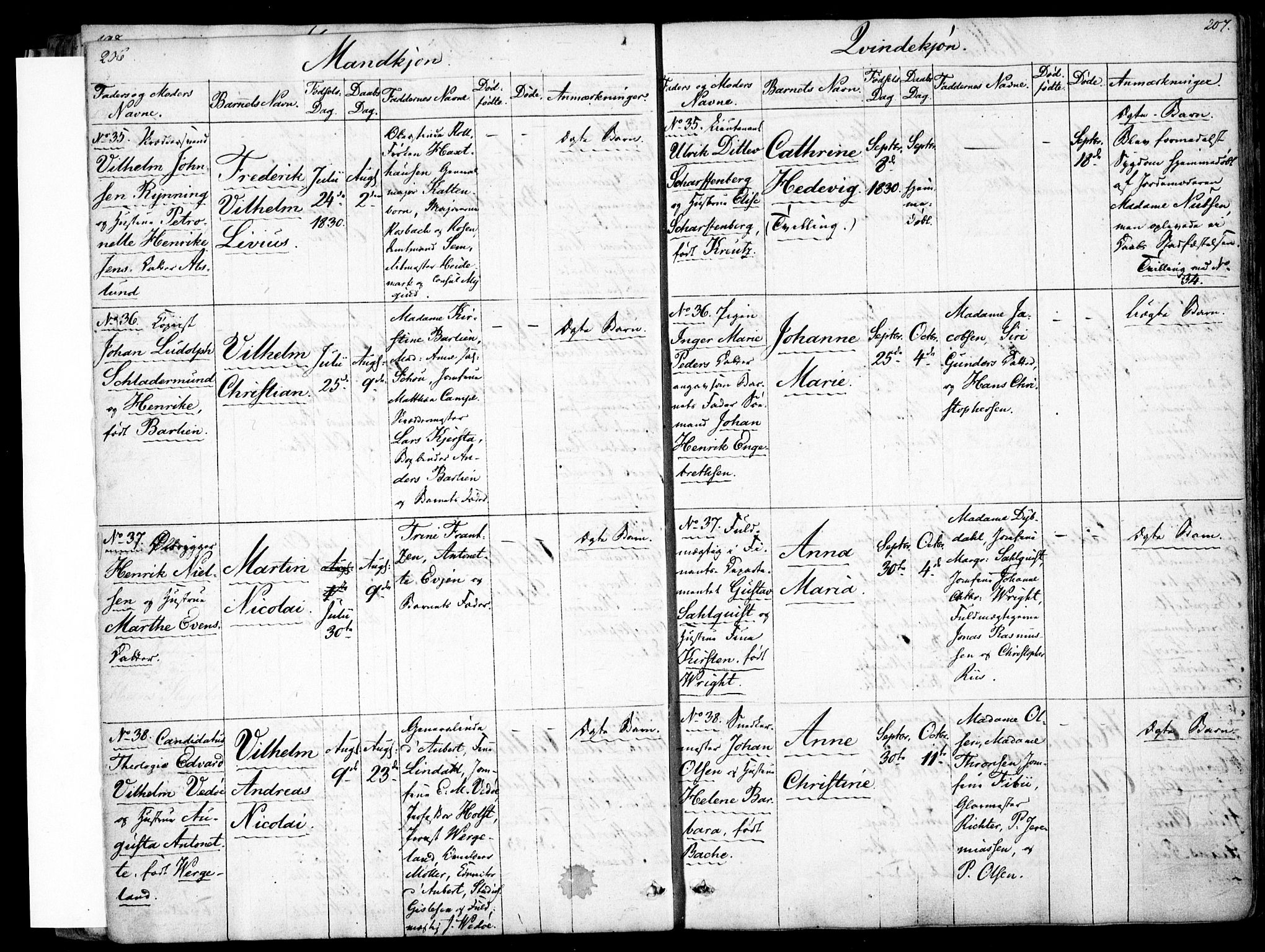 Rikshospitalet prestekontor Kirkebøker, SAO/A-10309b/F/L0001: Parish register (official) no. 1, 1818-1832, p. 206-207