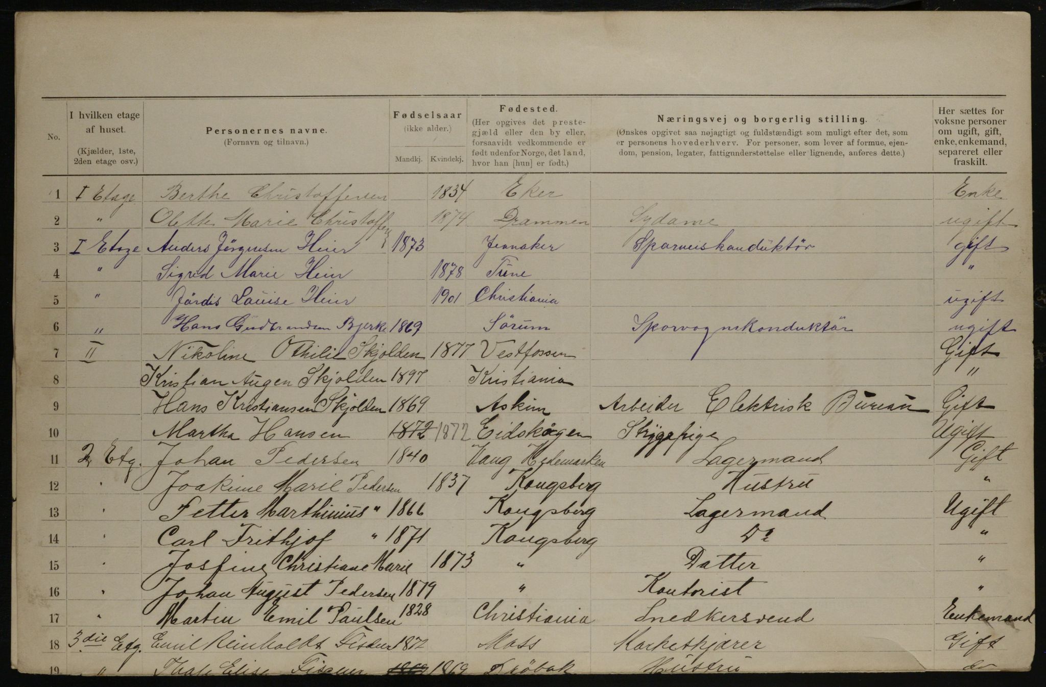 OBA, Municipal Census 1901 for Kristiania, 1901, p. 3900