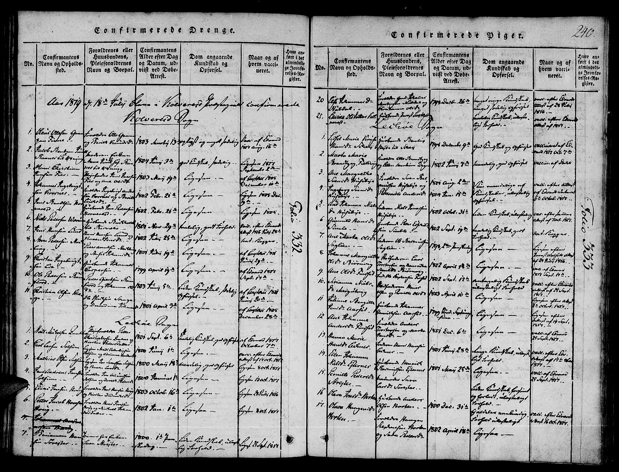 Ministerialprotokoller, klokkerbøker og fødselsregistre - Nord-Trøndelag, SAT/A-1458/780/L0636: Parish register (official) no. 780A03 /1, 1815-1830, p. 240