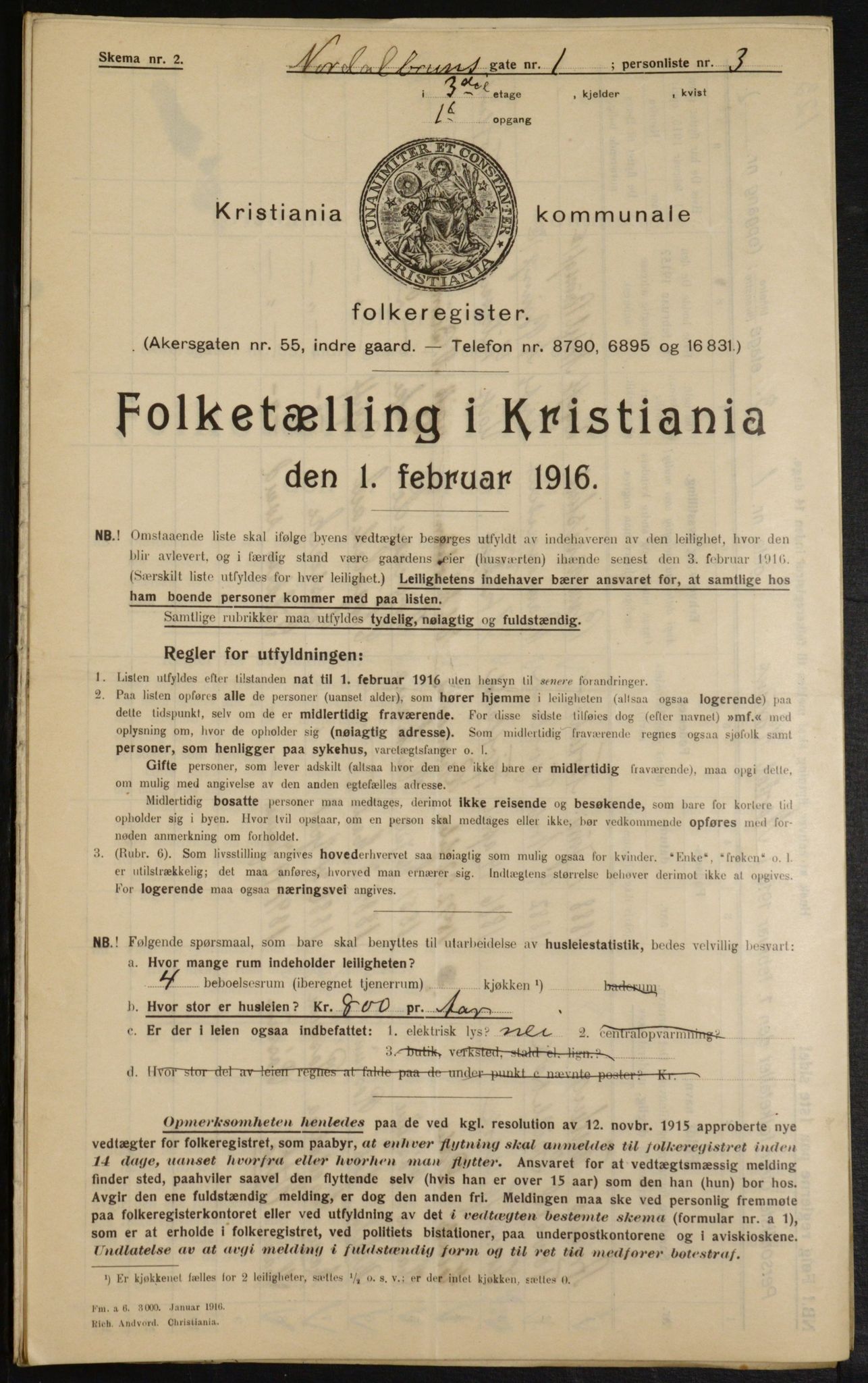 OBA, Municipal Census 1916 for Kristiania, 1916, p. 73907