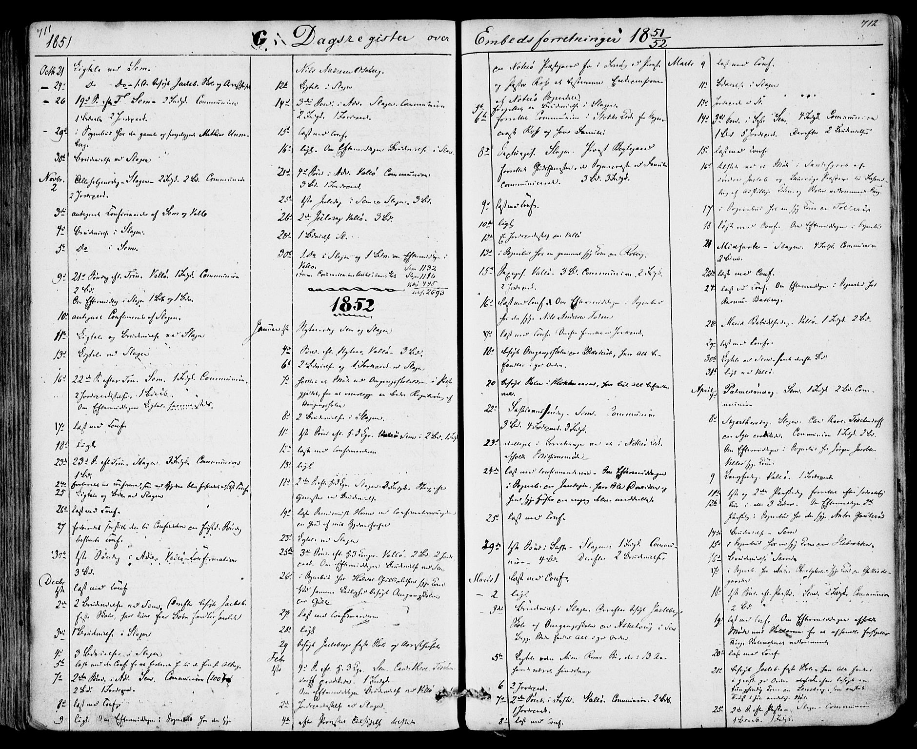 Sem kirkebøker, AV/SAKO-A-5/F/Fa/L0006: Parish register (official) no. I 6, 1843-1855, p. 711-712