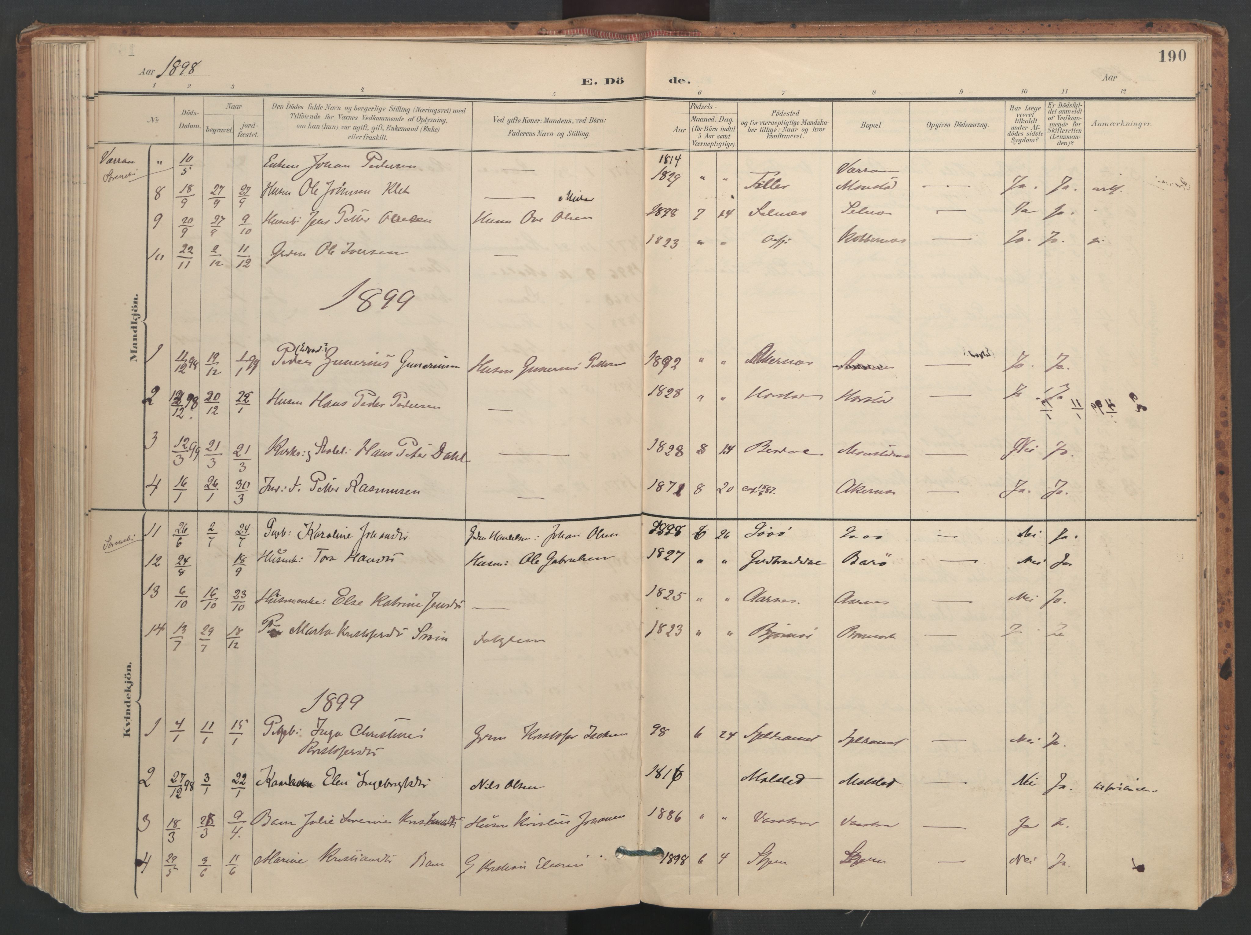 Ministerialprotokoller, klokkerbøker og fødselsregistre - Sør-Trøndelag, SAT/A-1456/655/L0681: Parish register (official) no. 655A10, 1895-1907, p. 190