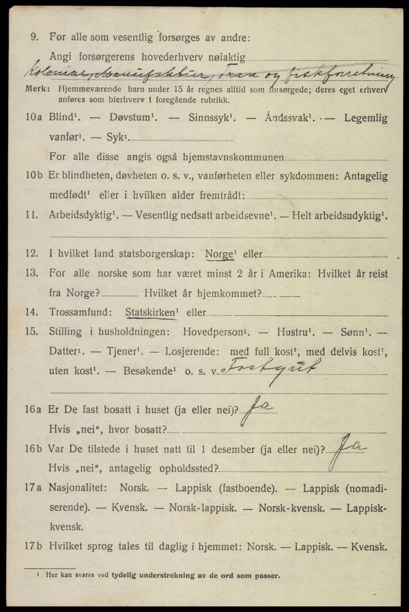 SAT, 1920 census for Bø, 1920, p. 7271