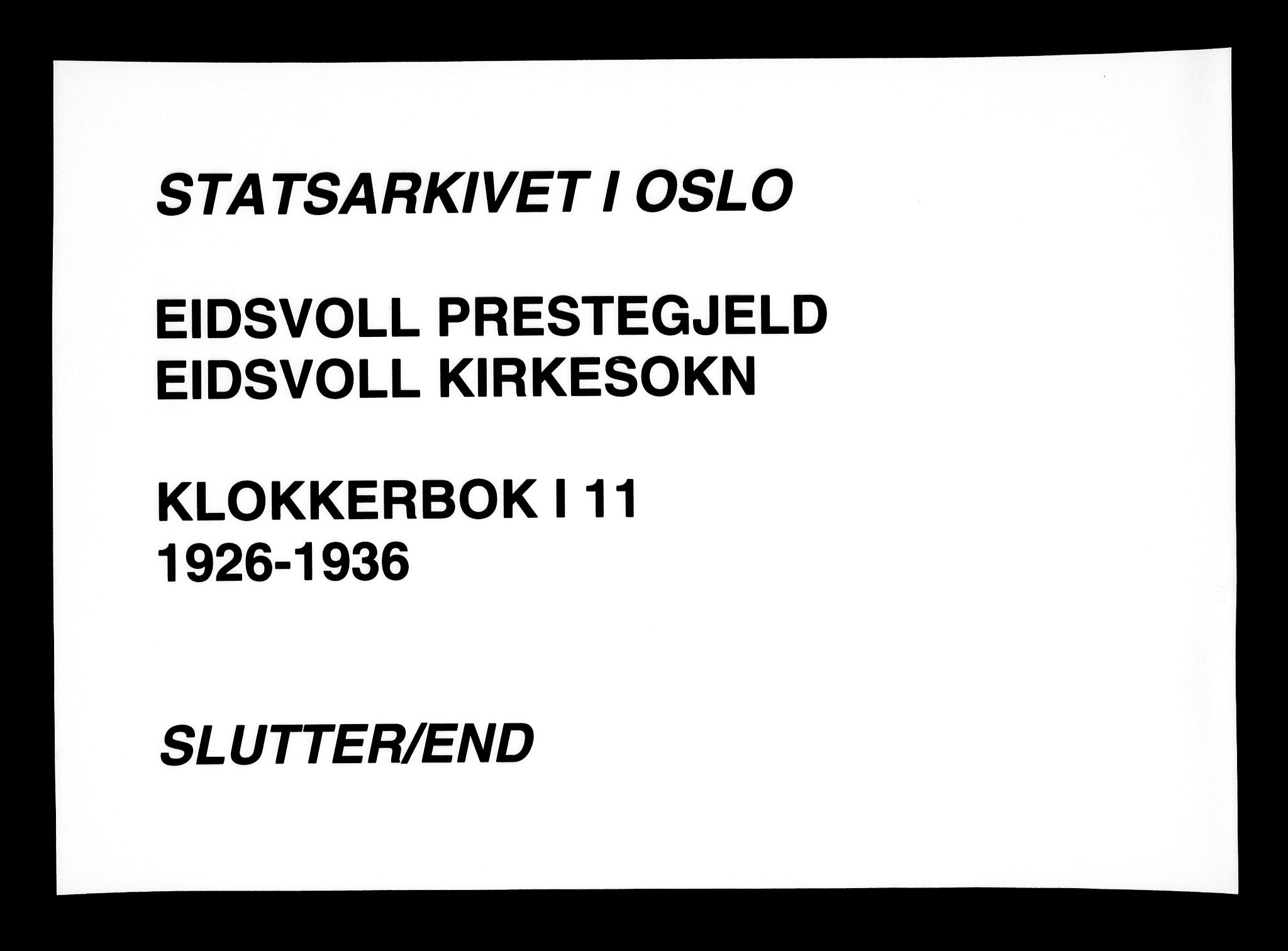 Eidsvoll prestekontor Kirkebøker, AV/SAO-A-10888/G/Ga/L0011: Parish register (copy) no. I 11, 1926-1936