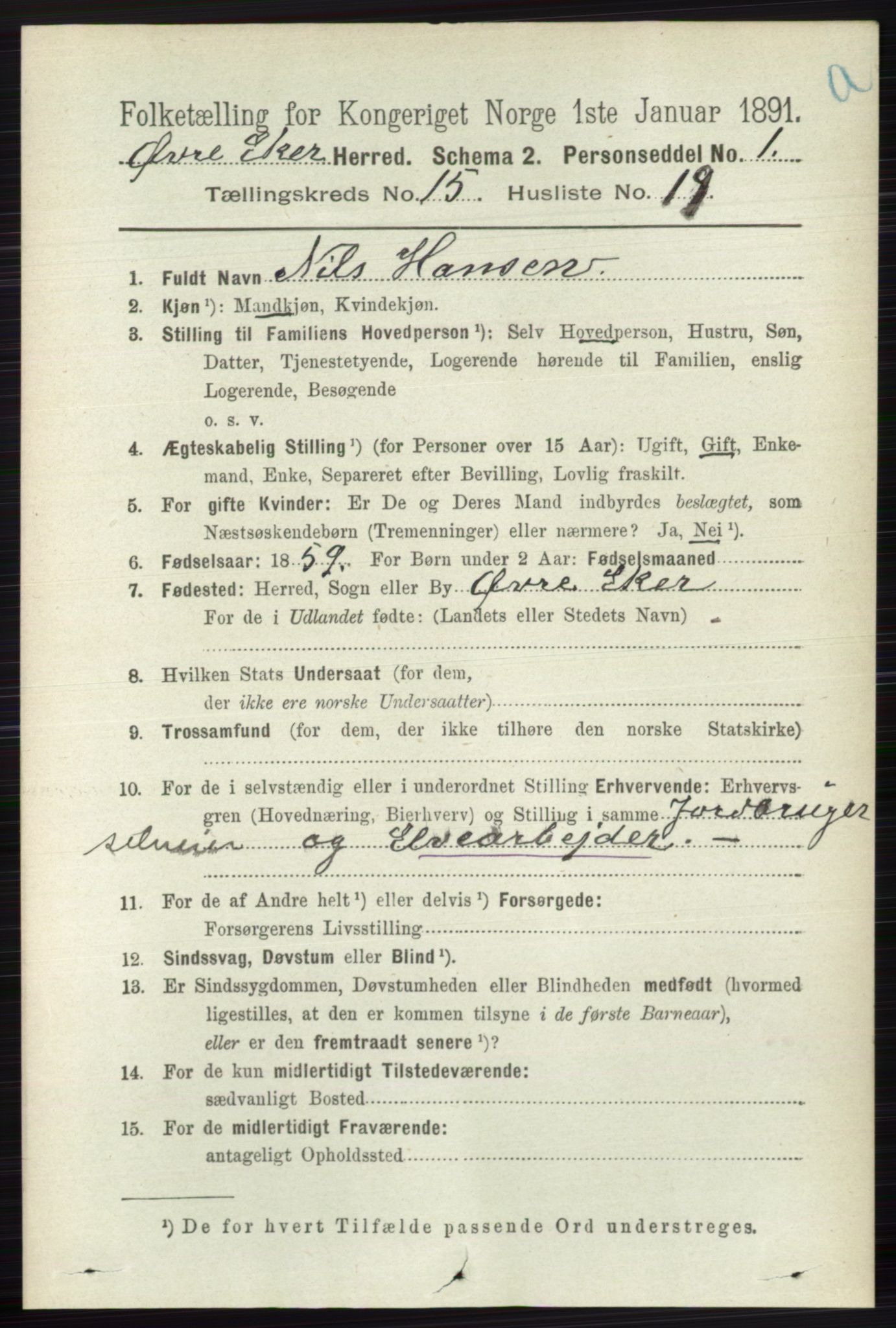 RA, 1891 census for 0624 Øvre Eiker, 1891, p. 7149