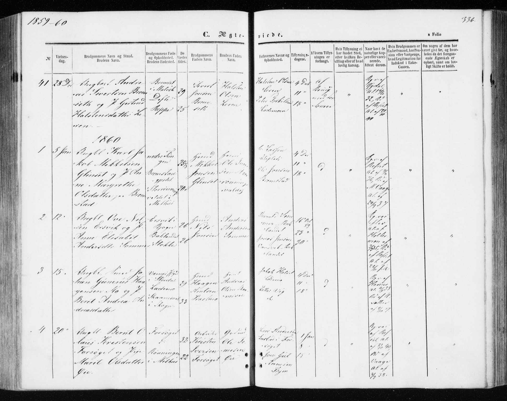Ministerialprotokoller, klokkerbøker og fødselsregistre - Sør-Trøndelag, SAT/A-1456/606/L0292: Parish register (official) no. 606A07, 1856-1865, p. 336