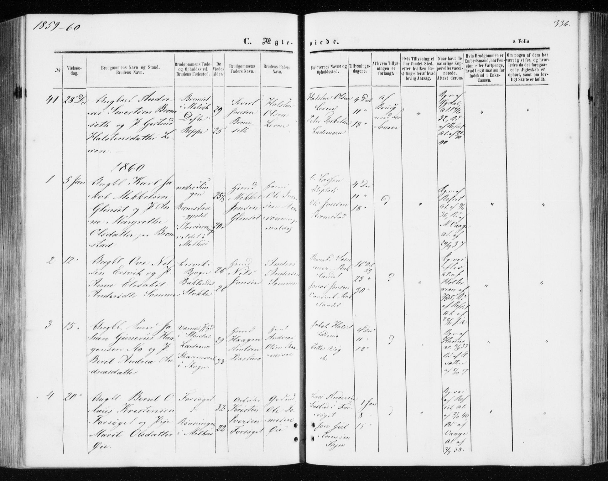 Ministerialprotokoller, klokkerbøker og fødselsregistre - Sør-Trøndelag, AV/SAT-A-1456/606/L0292: Parish register (official) no. 606A07, 1856-1865, p. 336