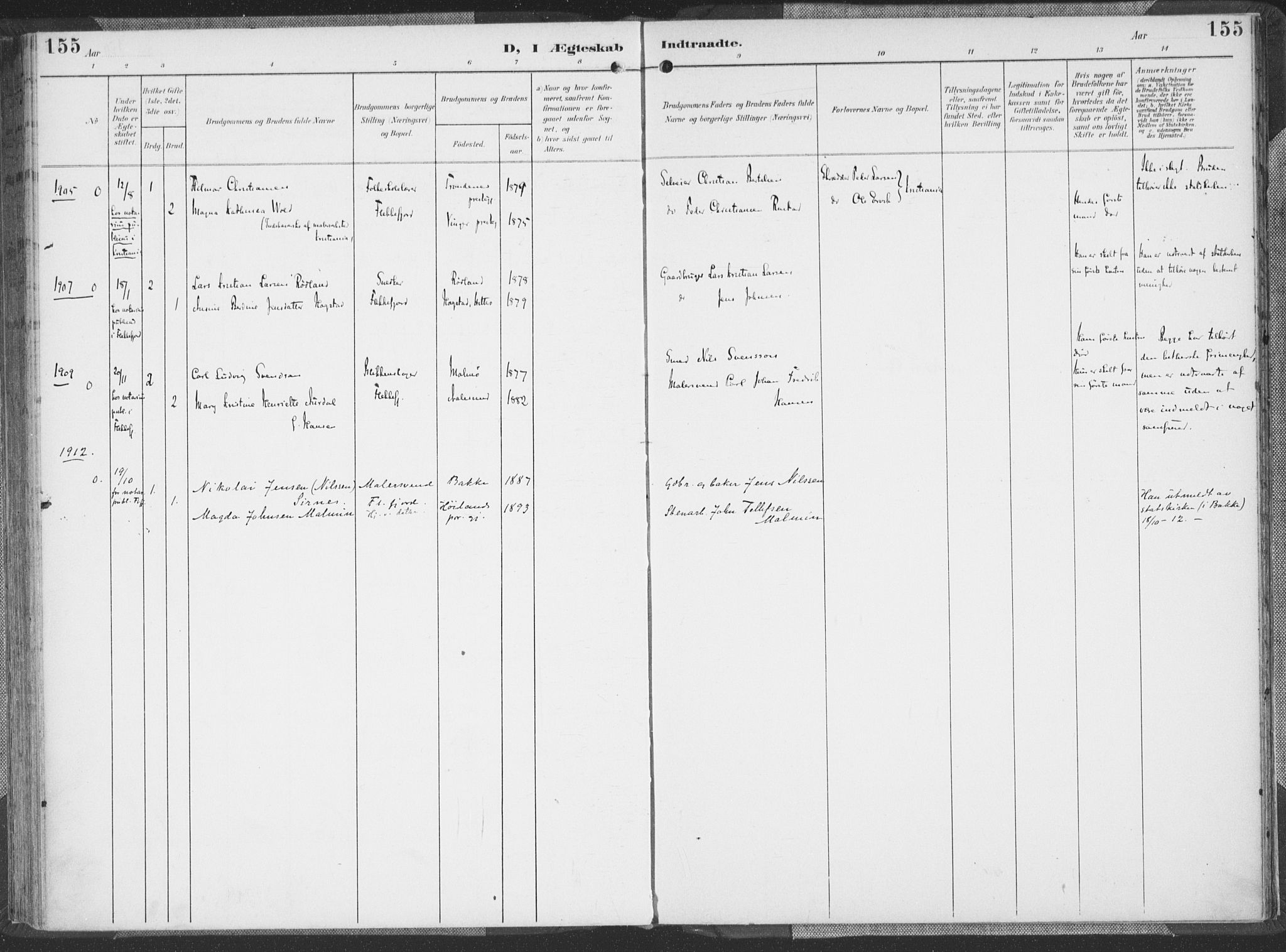 Flekkefjord sokneprestkontor, SAK/1111-0012/F/Fa/Faa/L0002: Parish register (official) no. A 2, 1900-1912, p. 155