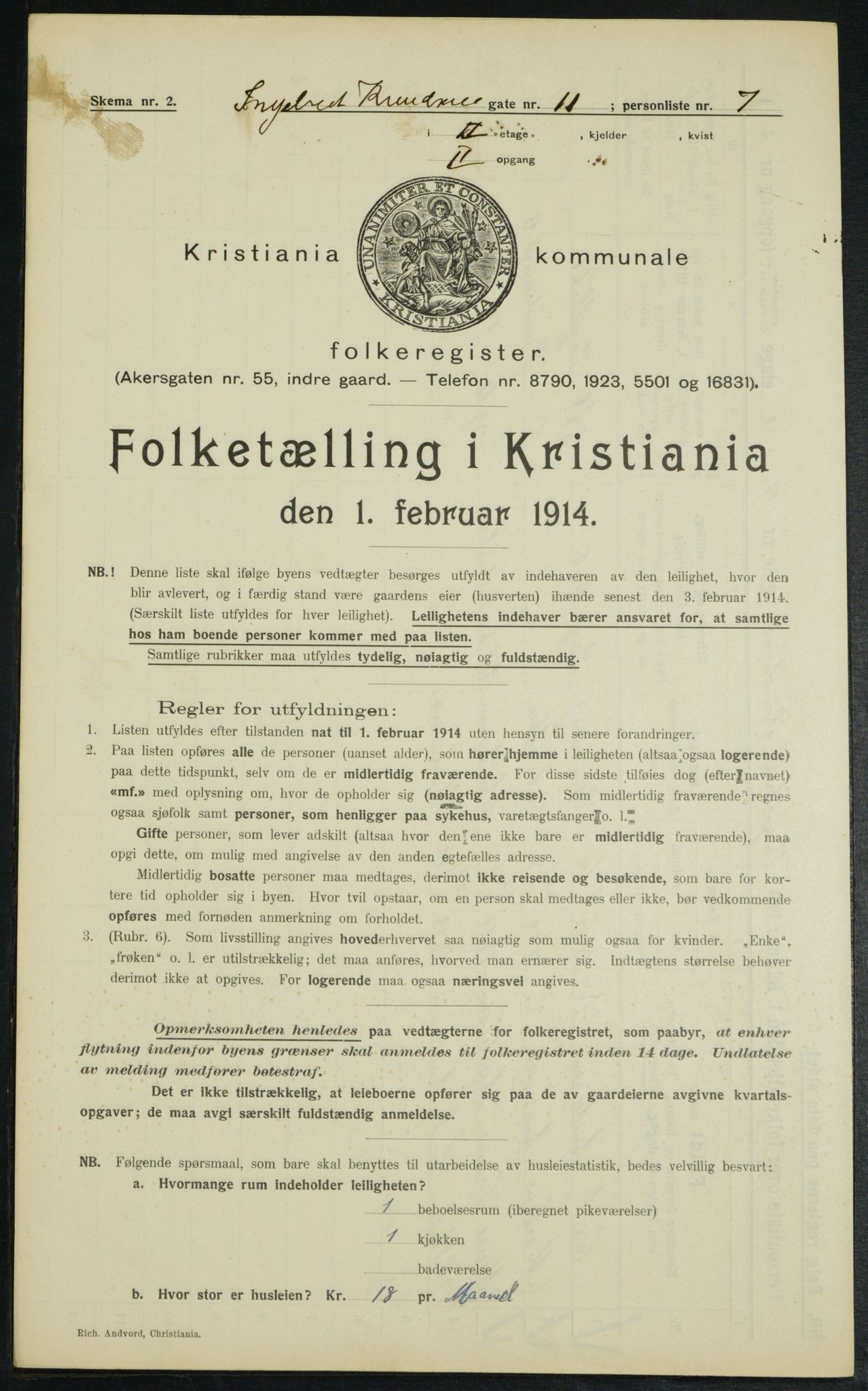 OBA, Municipal Census 1914 for Kristiania, 1914, p. 43921