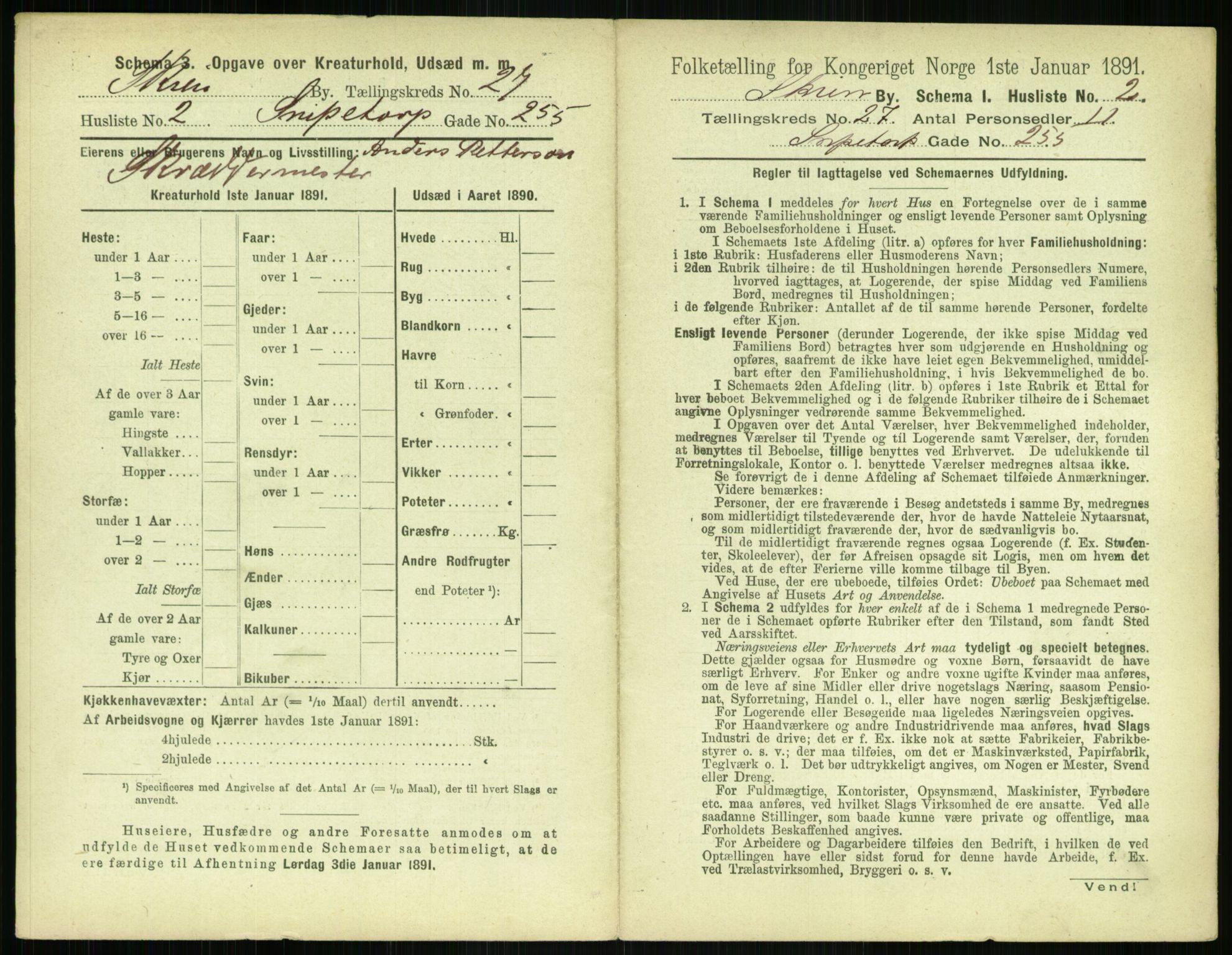 RA, 1891 census for 0806 Skien, 1891, p. 1002