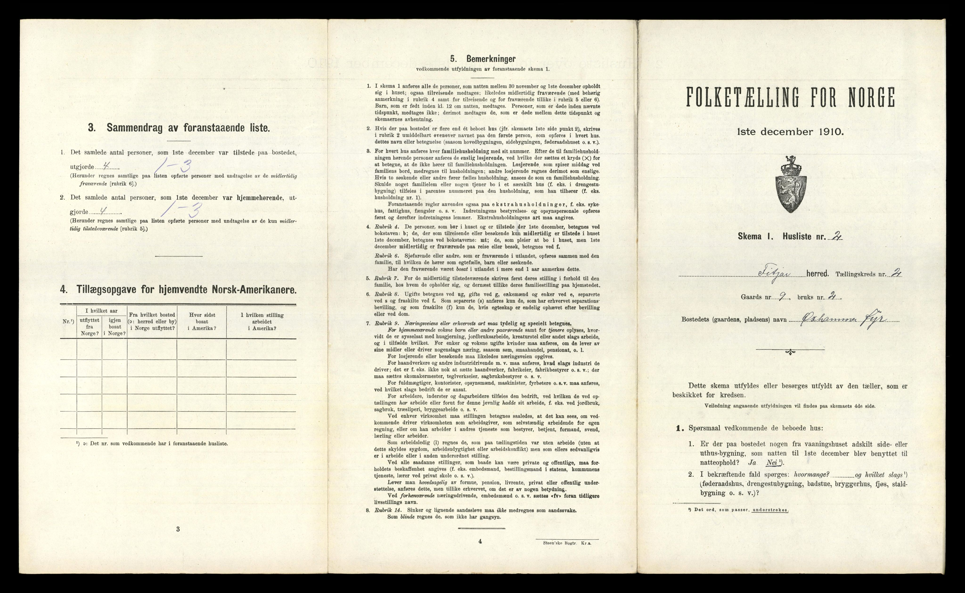 RA, 1910 census for Fitjar, 1910, p. 161