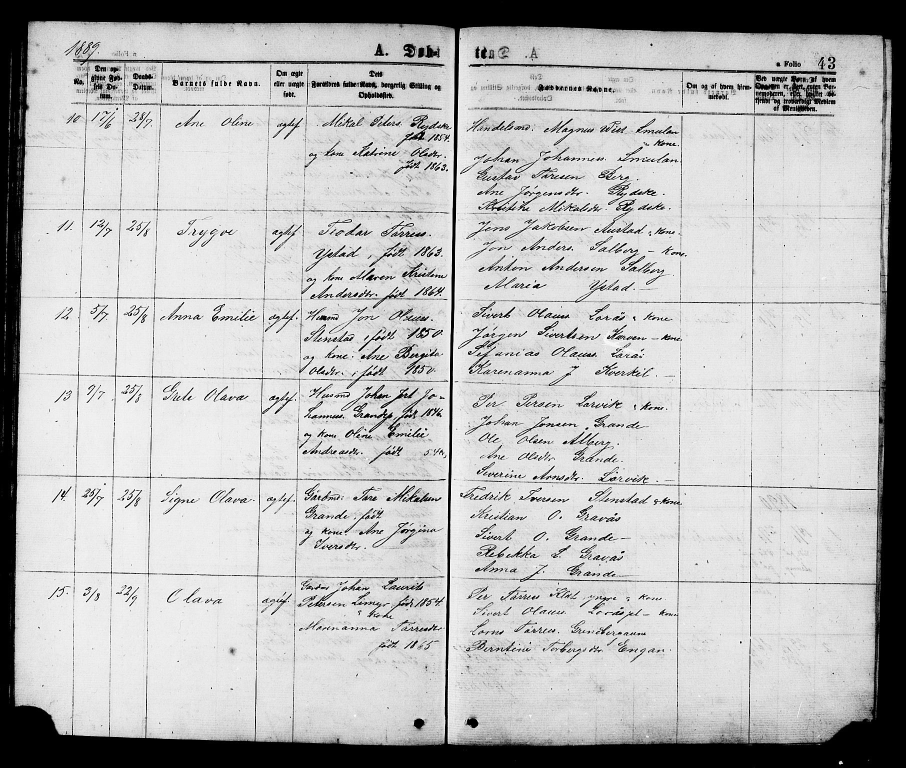 Ministerialprotokoller, klokkerbøker og fødselsregistre - Nord-Trøndelag, SAT/A-1458/731/L0311: Parish register (copy) no. 731C02, 1875-1911, p. 43