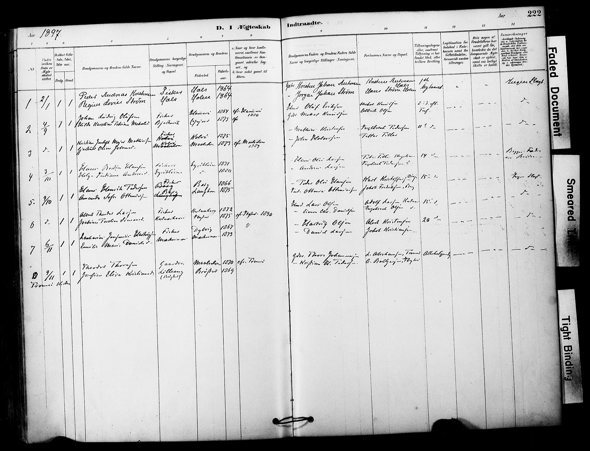 Tranøy sokneprestkontor, AV/SATØ-S-1313/I/Ia/Iaa/L0011kirke: Parish register (official) no. 11, 1878-1904, p. 222