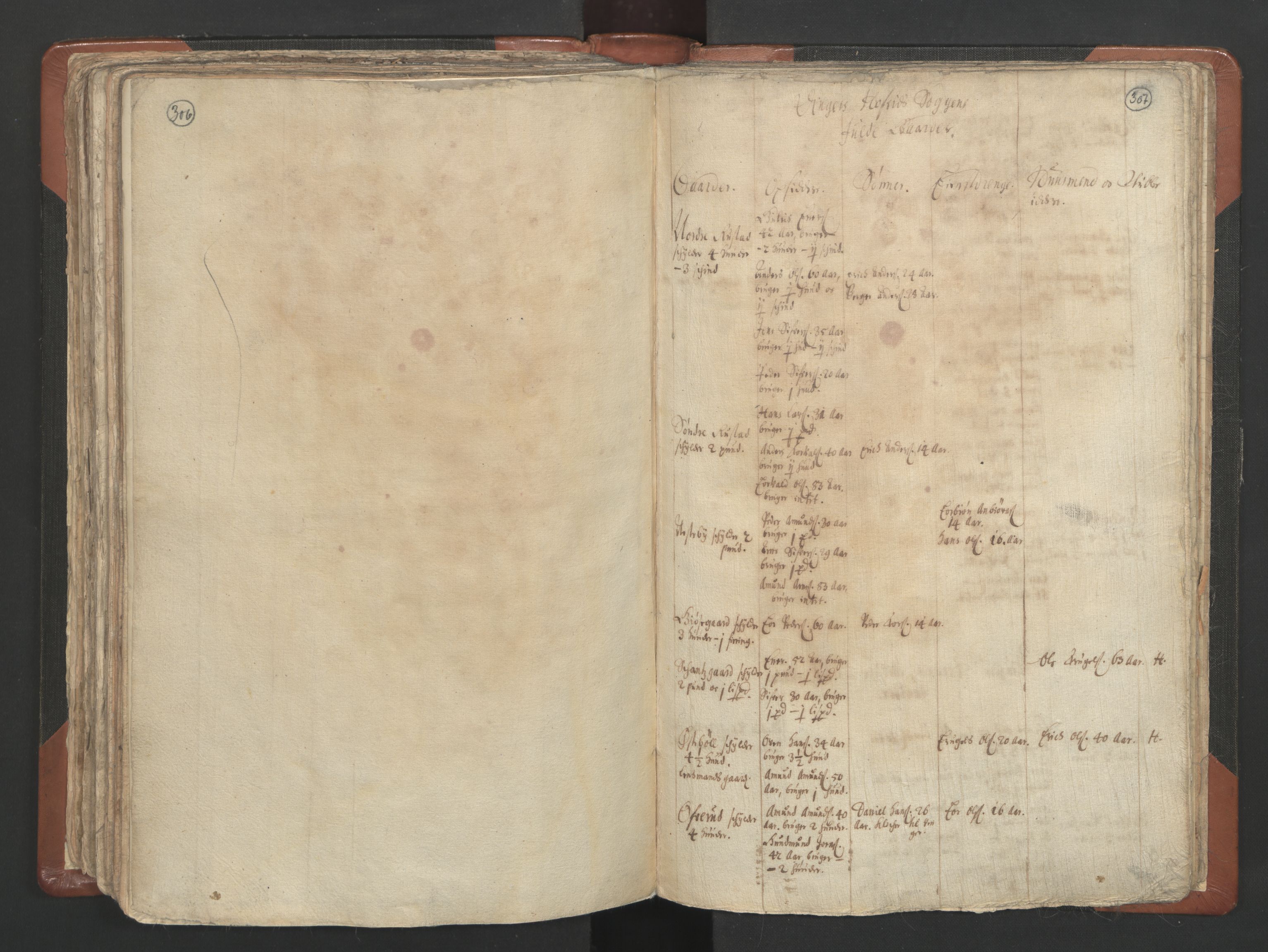 RA, Vicar's Census 1664-1666, no. 4: Øvre Romerike deanery, 1664-1666, p. 306-307