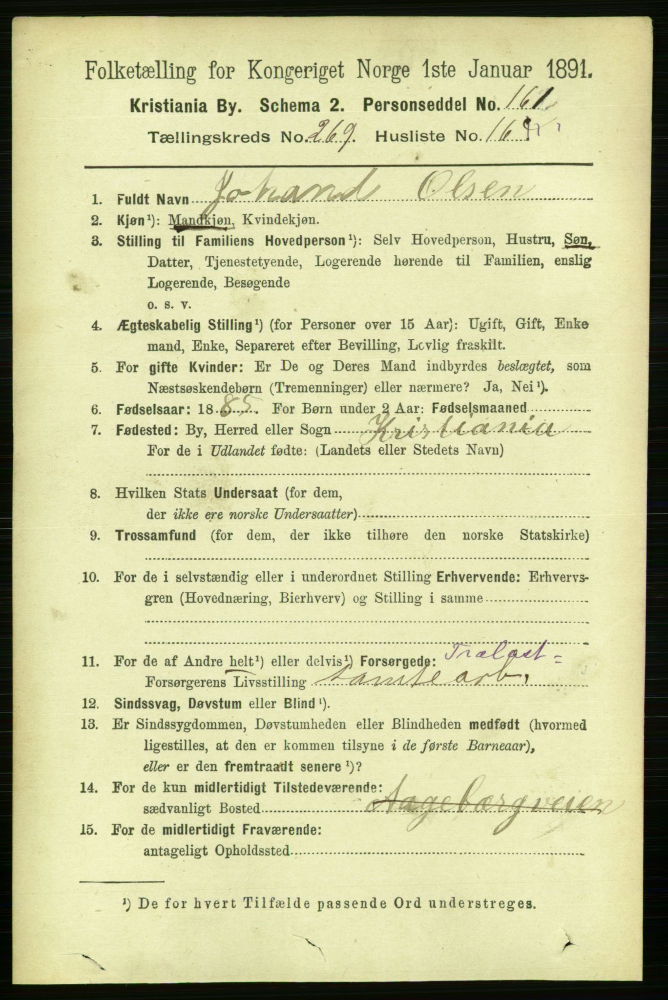 RA, 1891 census for 0301 Kristiania, 1891, p. 163514