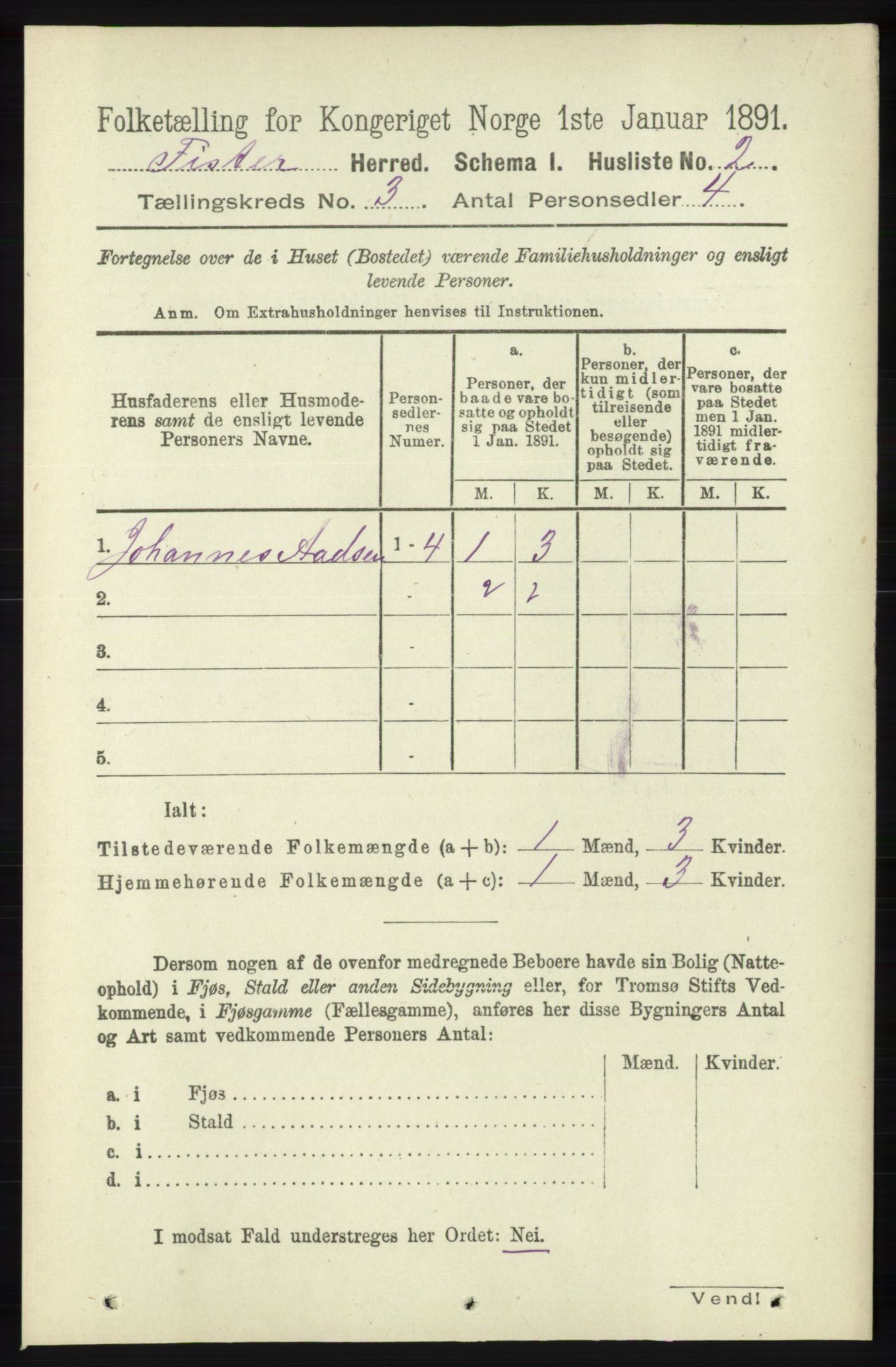 RA, 1891 census for 1132 Fister, 1891, p. 473