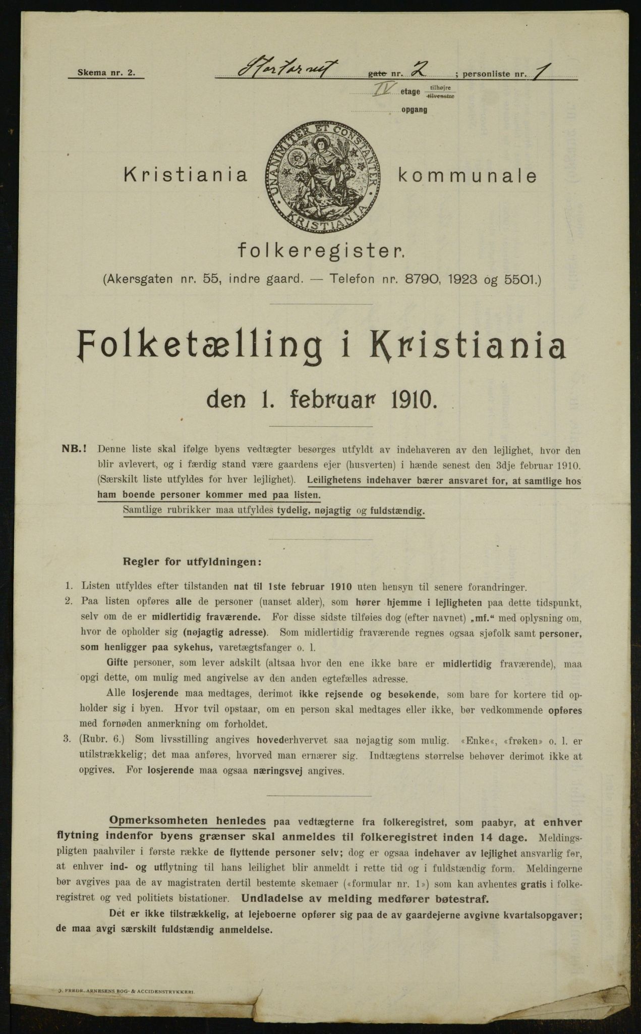 OBA, Municipal Census 1910 for Kristiania, 1910, p. 109296