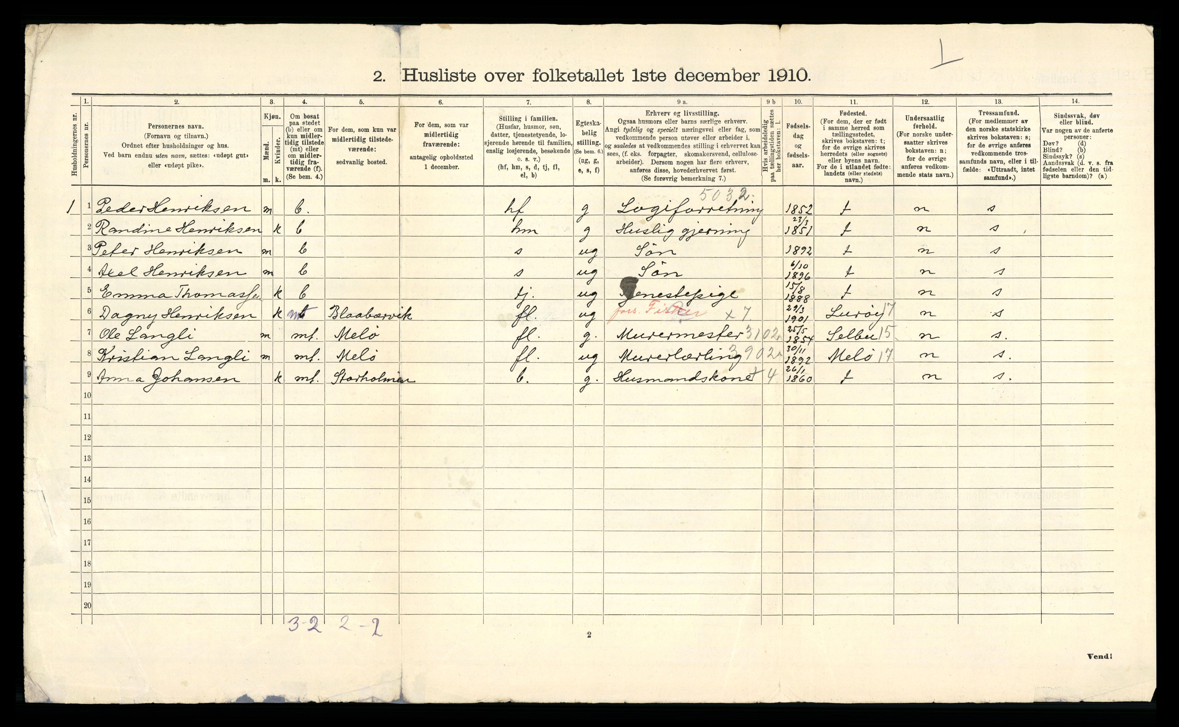 RA, 1910 census for Hemnes, 1910, p. 45