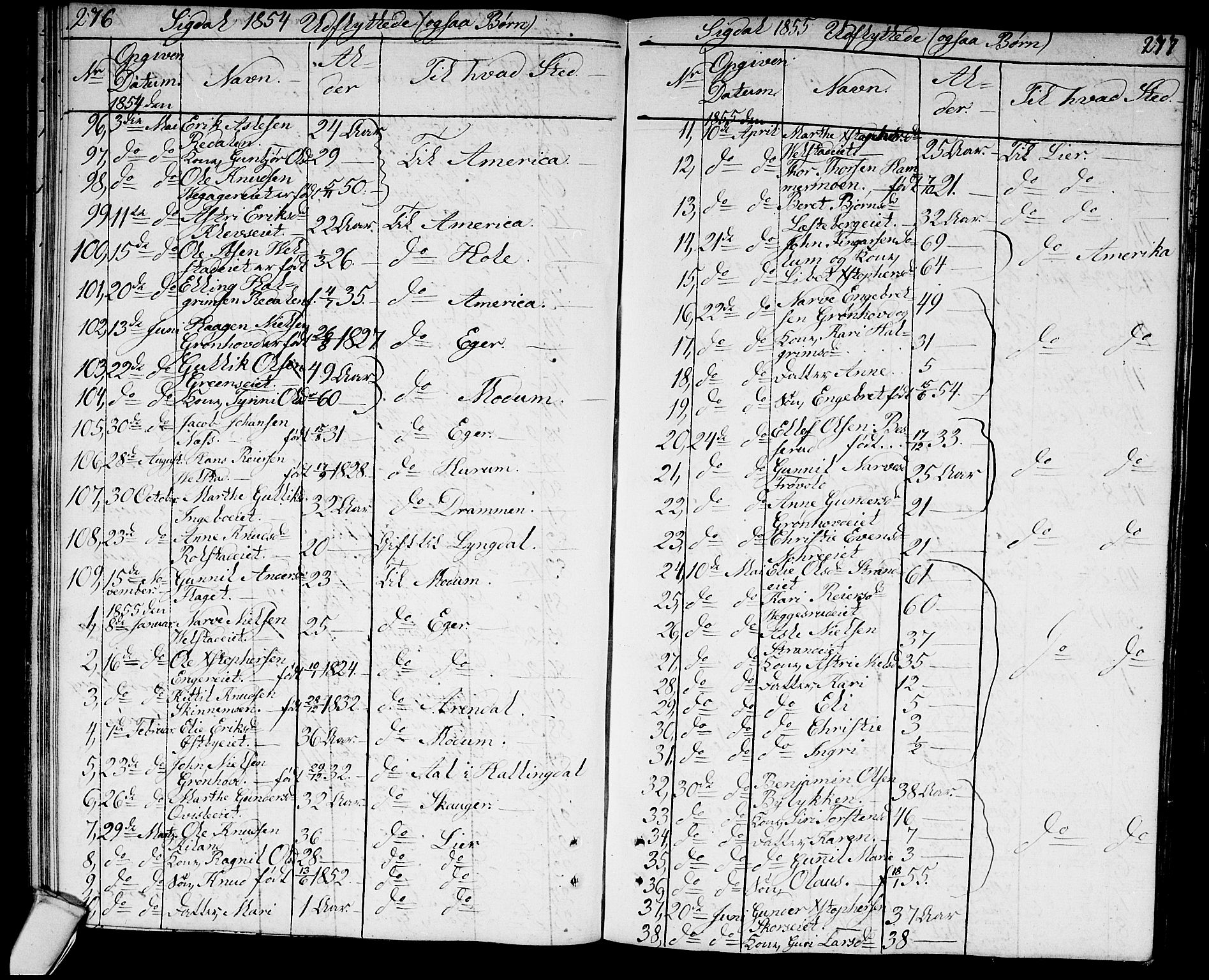 Sigdal kirkebøker, AV/SAKO-A-245/G/Ga/L0002: Parish register (copy) no. I 2, 1835-1856, p. 276-277