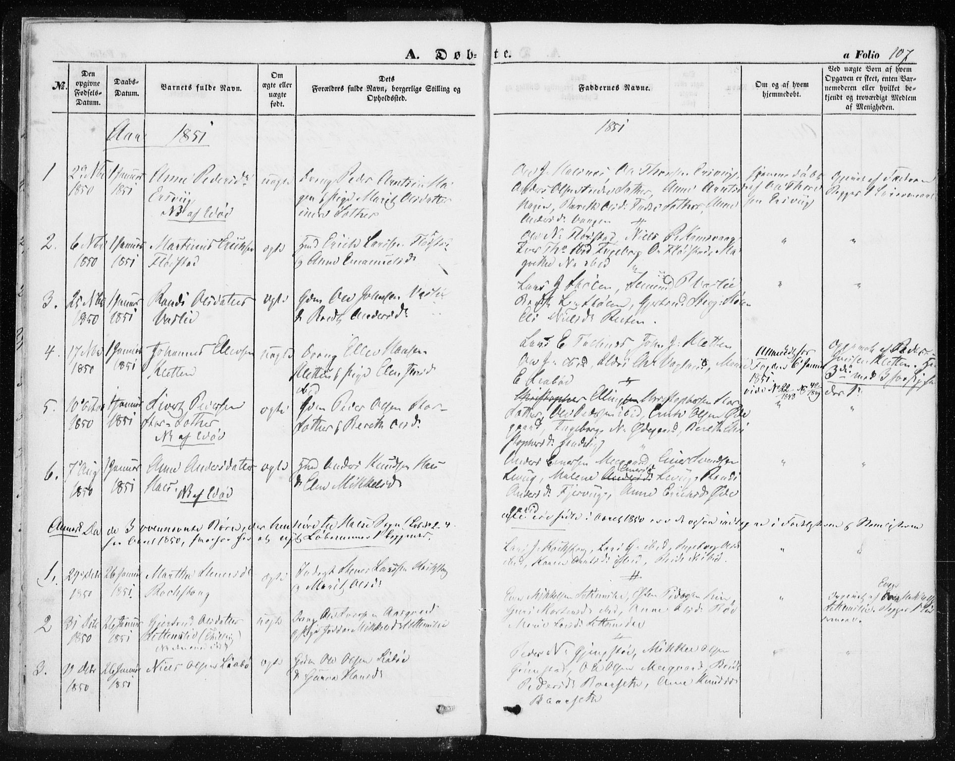 Ministerialprotokoller, klokkerbøker og fødselsregistre - Møre og Romsdal, SAT/A-1454/576/L0883: Parish register (official) no. 576A01, 1849-1865, p. 107