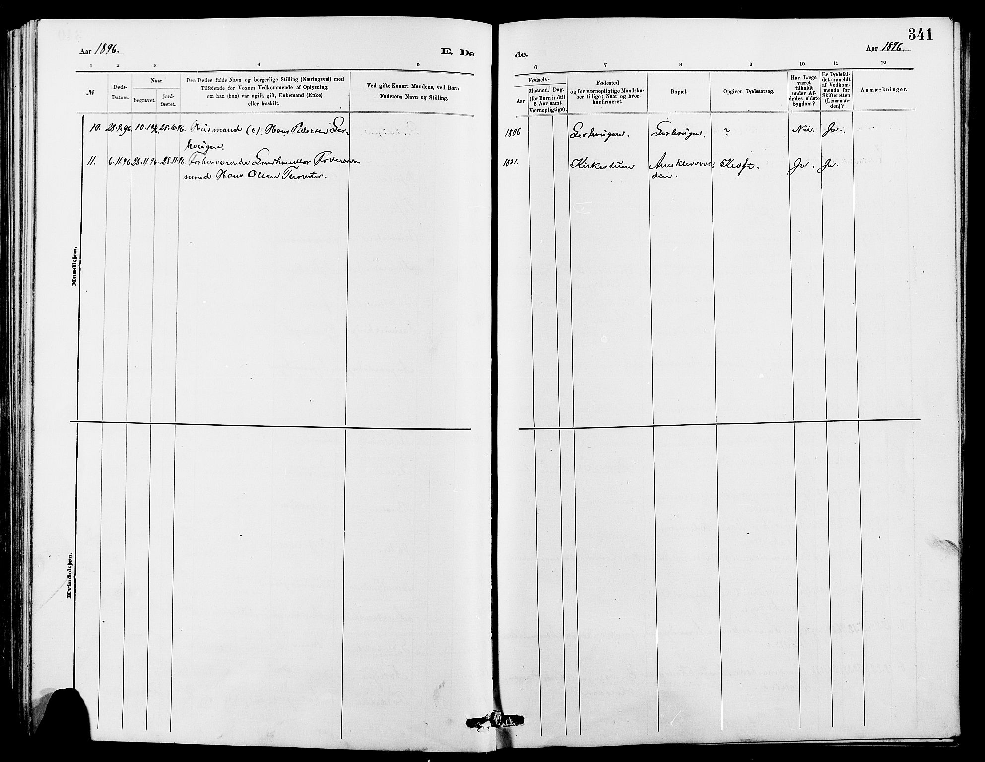 Dovre prestekontor, SAH/PREST-066/H/Ha/Hab/L0002: Parish register (copy) no. 2, 1881-1907, p. 341