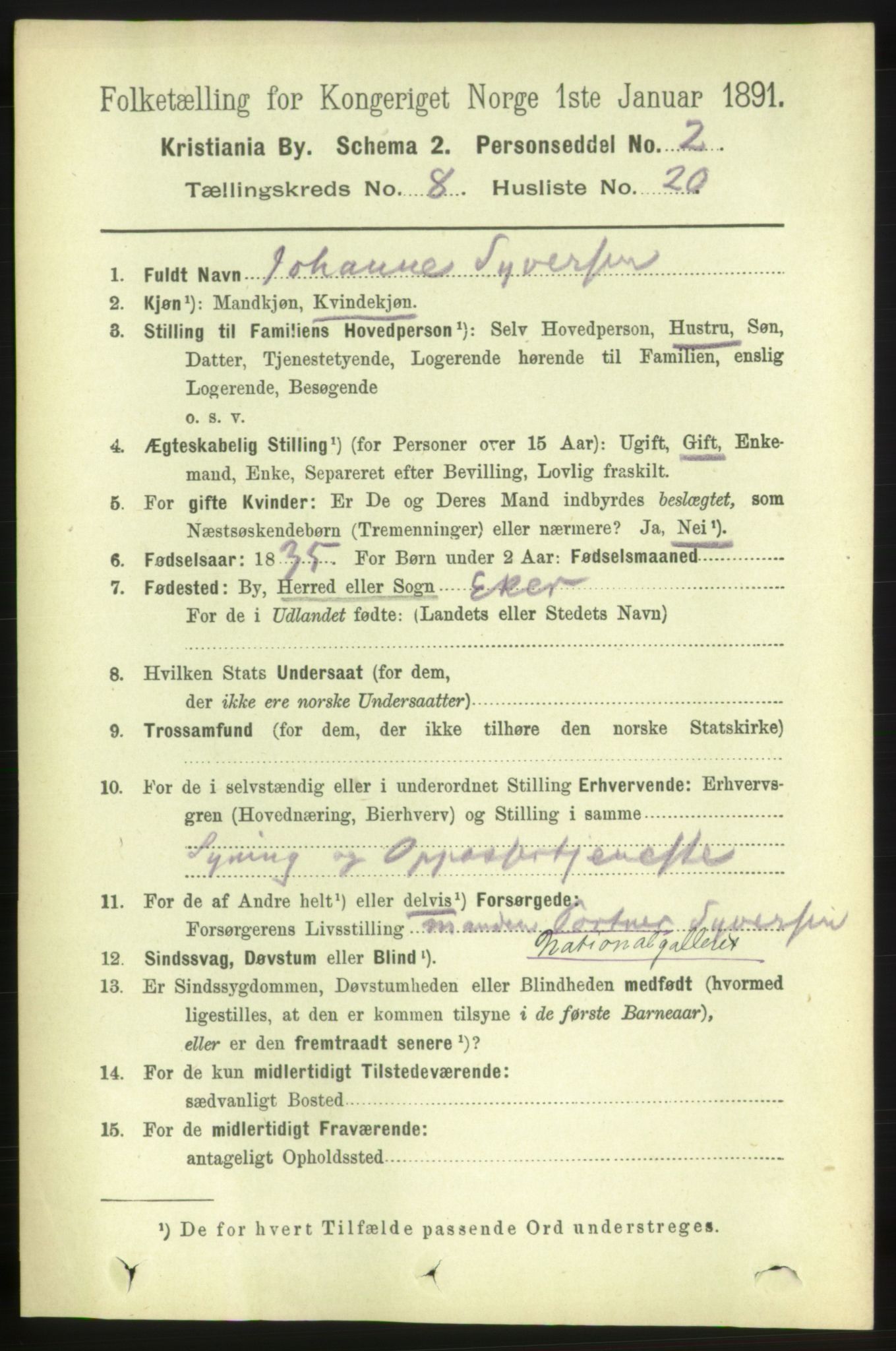 RA, 1891 census for 0301 Kristiania, 1891, p. 3754