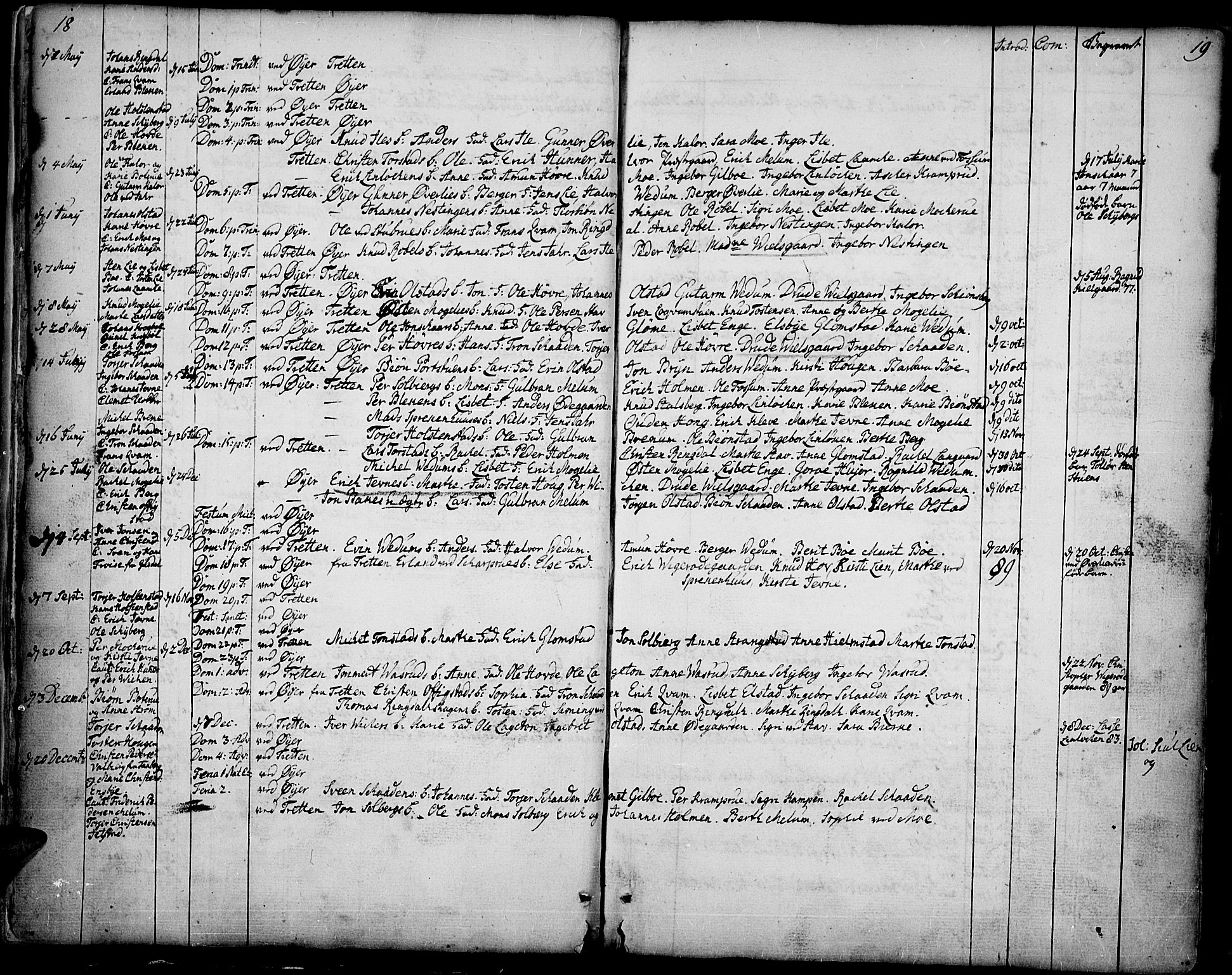 Øyer prestekontor, SAH/PREST-084/H/Ha/Haa/L0002: Parish register (official) no. 2, 1733-1784, p. 18-19