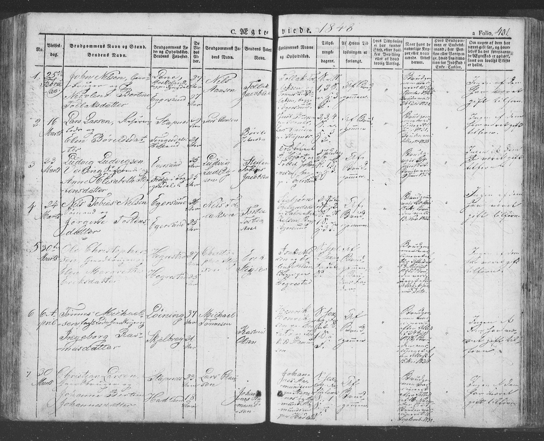 Eigersund sokneprestkontor, SAST/A-101807/S08/L0009: Parish register (official) no. A 9, 1827-1850, p. 401
