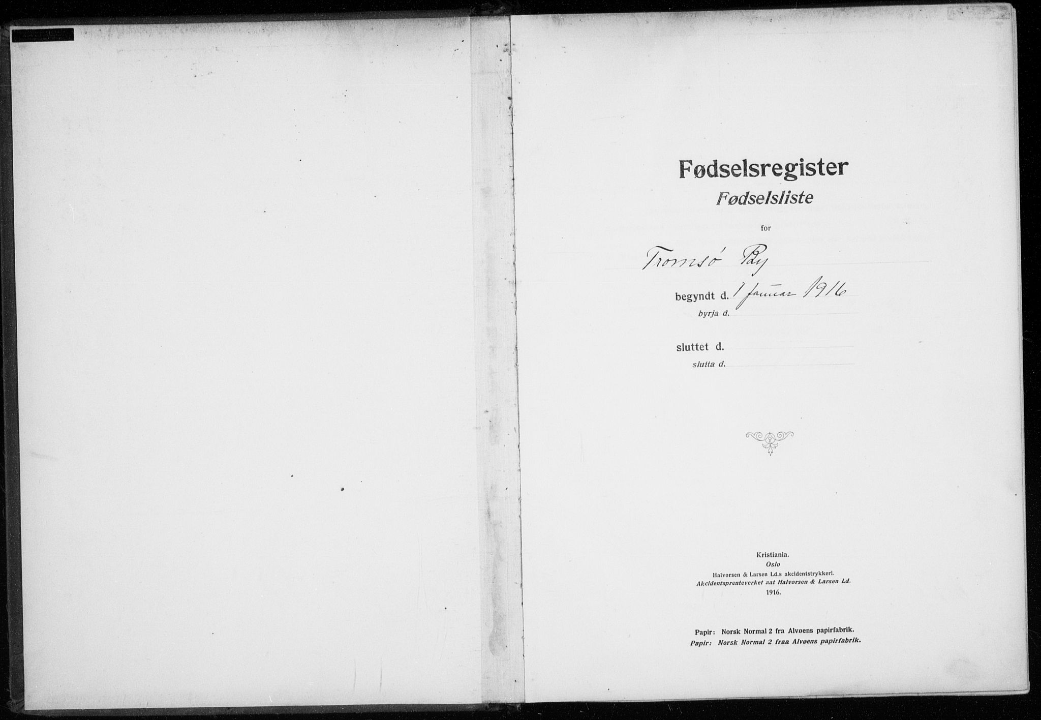 Tromsø sokneprestkontor/stiftsprosti/domprosti, SATØ/S-1343/H/Ha/L0131: Birth register no. 131, 1916-1921