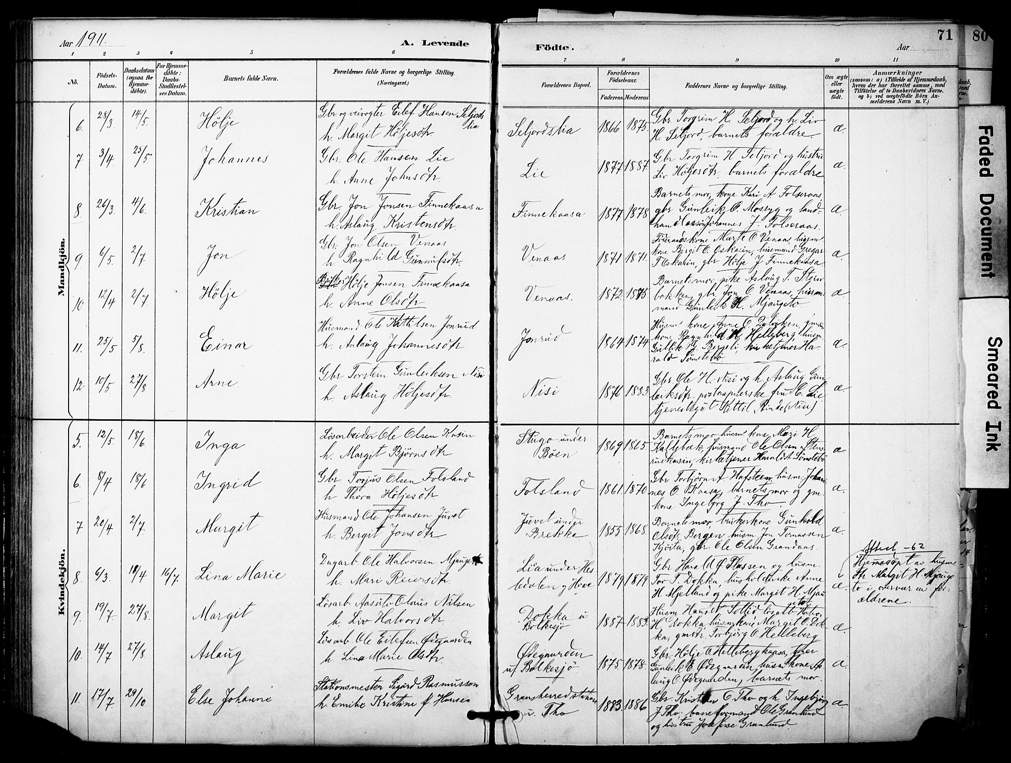 Gransherad kirkebøker, SAKO/A-267/F/Fa/L0005: Parish register (official) no. I 5, 1887-1916, p. 71