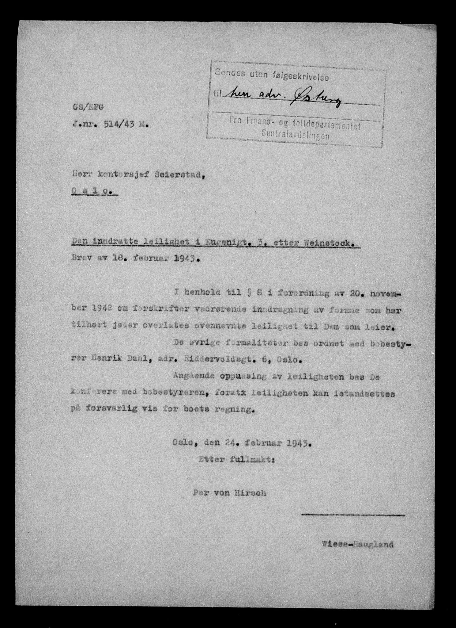 Justisdepartementet, Tilbakeføringskontoret for inndratte formuer, AV/RA-S-1564/H/Hc/Hcc/L0986: --, 1945-1947, p. 259