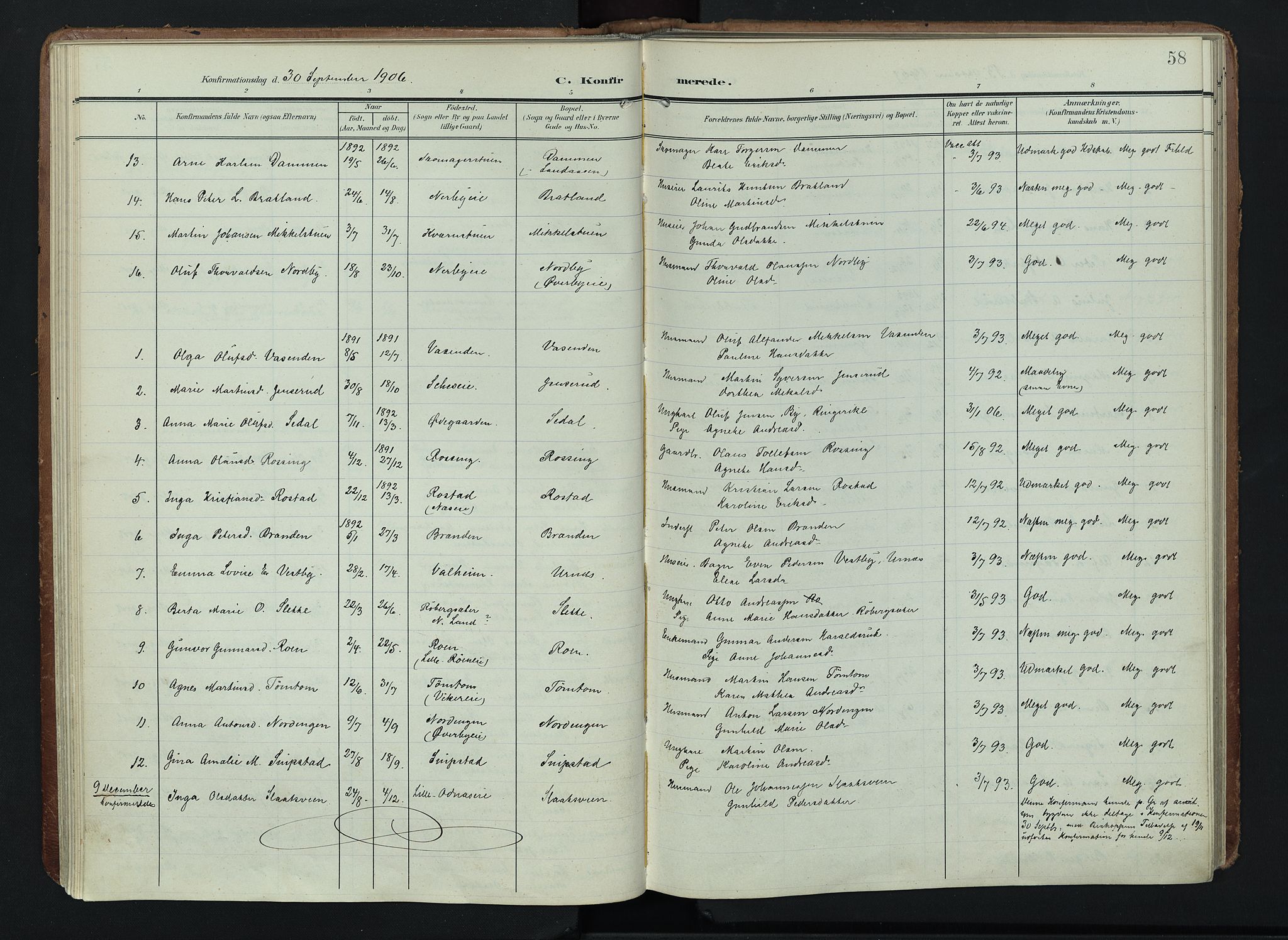 Søndre Land prestekontor, AV/SAH-PREST-122/K/L0005: Parish register (official) no. 5, 1905-1914, p. 58