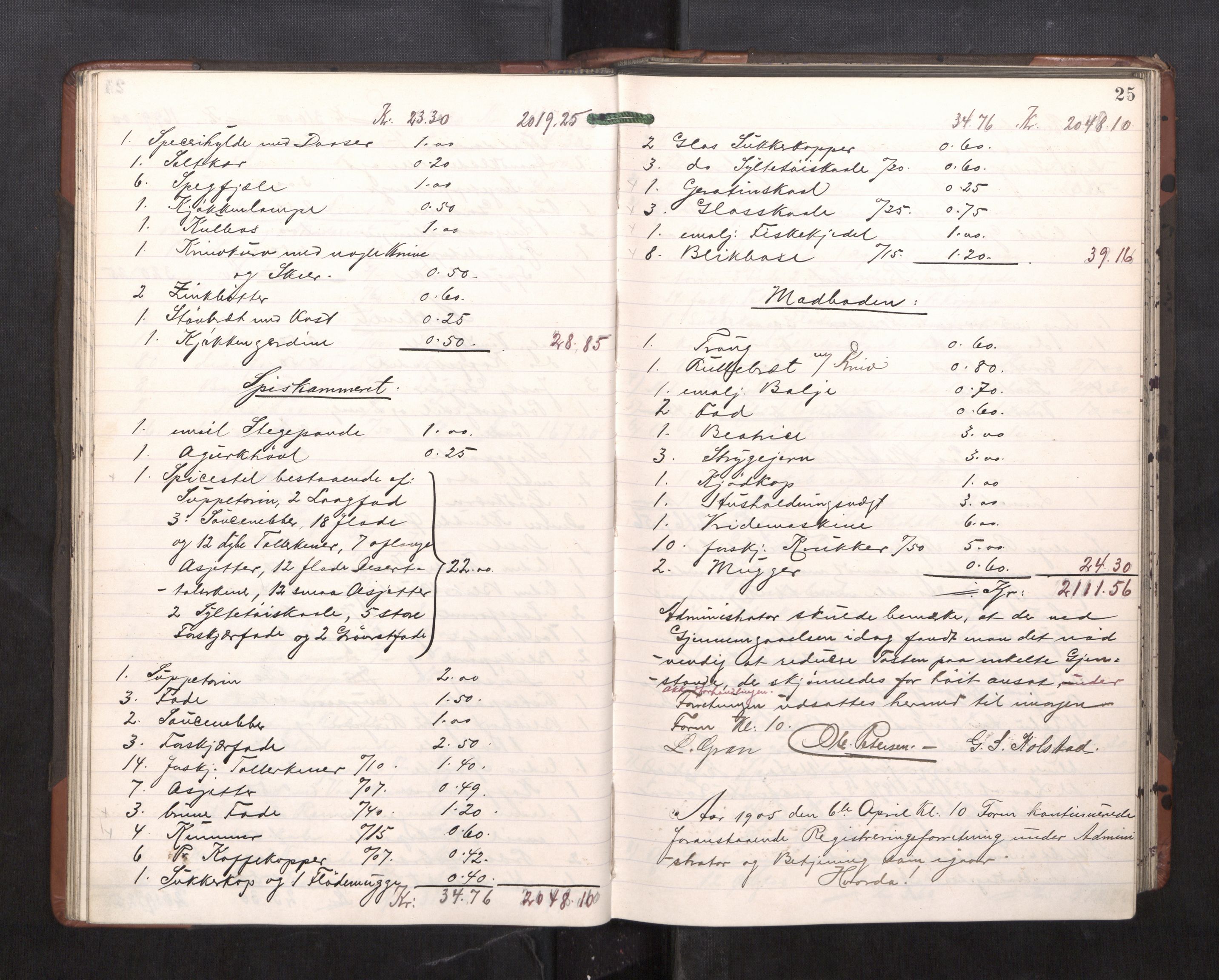 Trondheim byfogd, AV/SAT-A-0003/1/3/3C/L0023: Skifteregistreringsprotokoll - 11/2-15/5. (u/ register), 1905-1907, p. 25