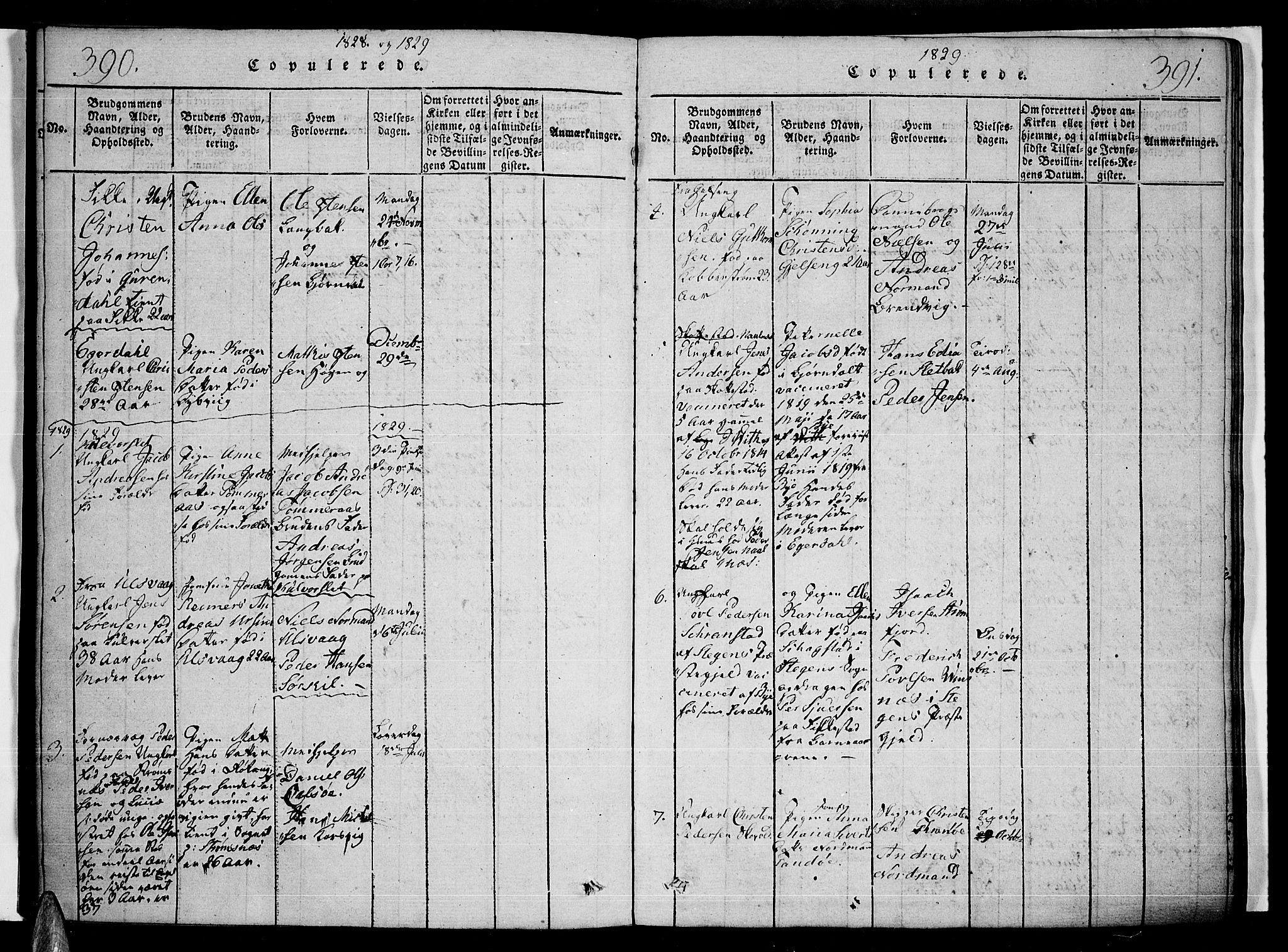 Ministerialprotokoller, klokkerbøker og fødselsregistre - Nordland, AV/SAT-A-1459/859/L0842: Parish register (official) no. 859A02, 1821-1839, p. 390-391