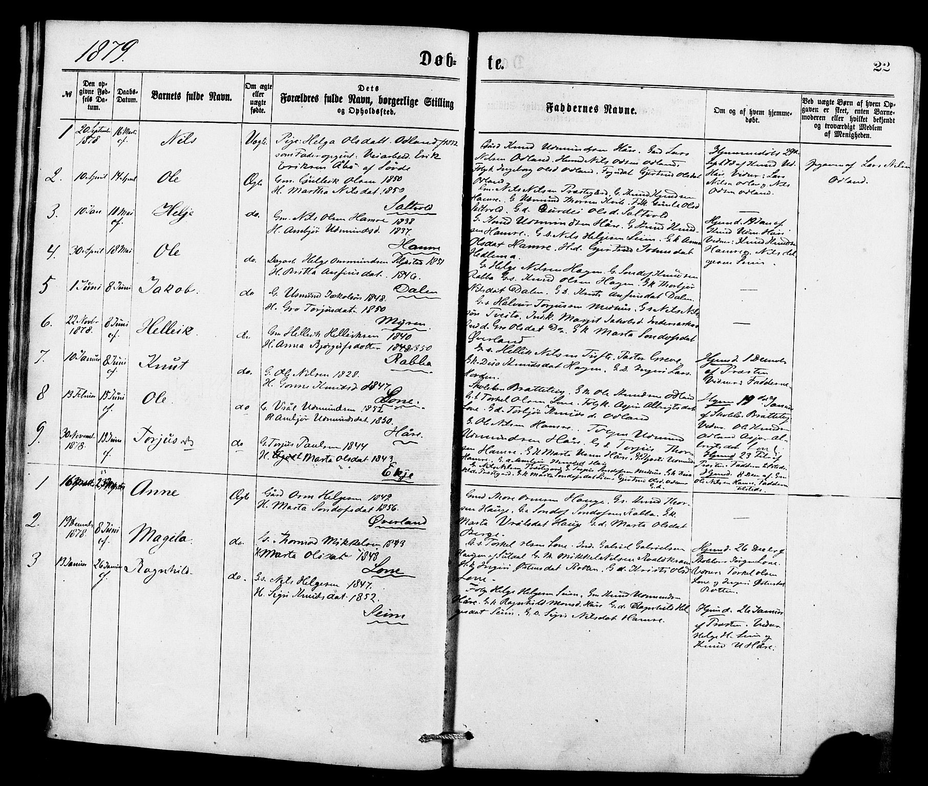 Røldal sokneprestembete, SAB/A-100247: Parish register (official) no. A 4, 1870-1886, p. 22