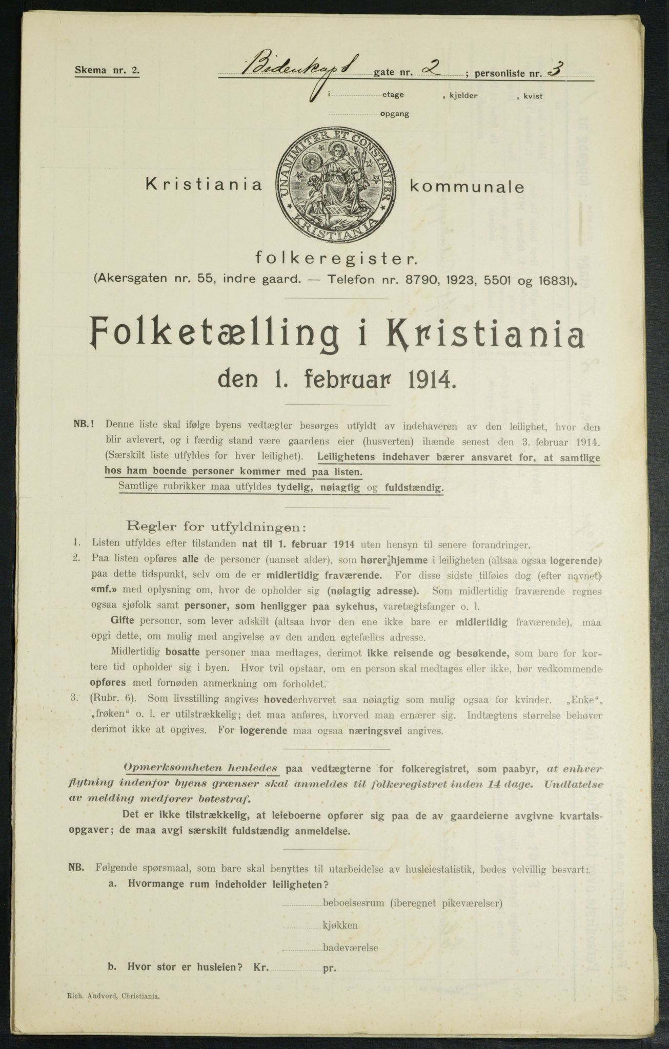 OBA, Municipal Census 1914 for Kristiania, 1914, p. 4734