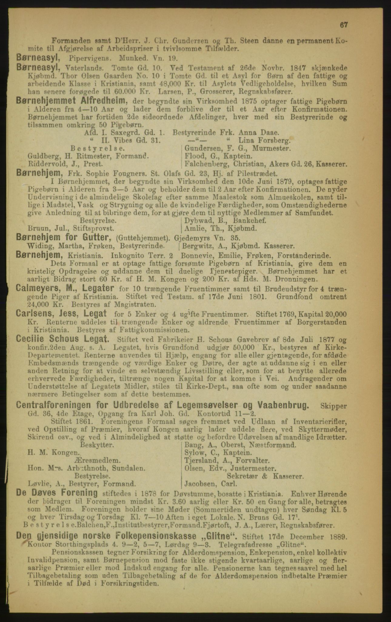 Kristiania/Oslo adressebok, PUBL/-, 1891, p. 67